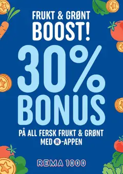 Forhåndsvisning av Rema 1000 kundeavis Frukt & grønt - Bonus Boost gyldig fra 15/09/2026
