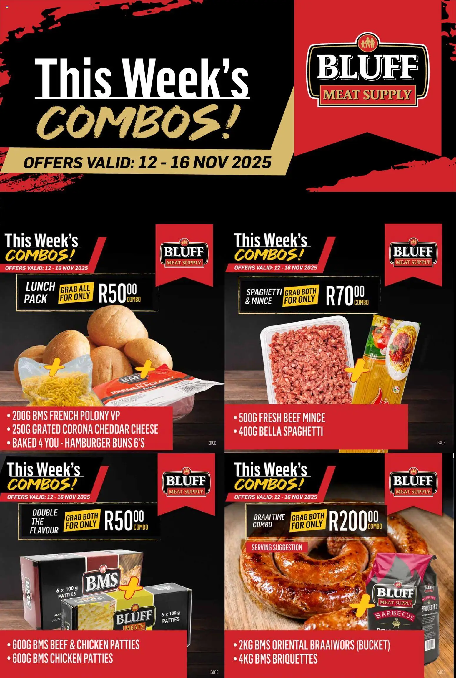 New Bluff Meat Supply catalogue – valid from 12/11/2025 | Page: 2 | Products: Buns, Cheese, Chicken, Cheddar