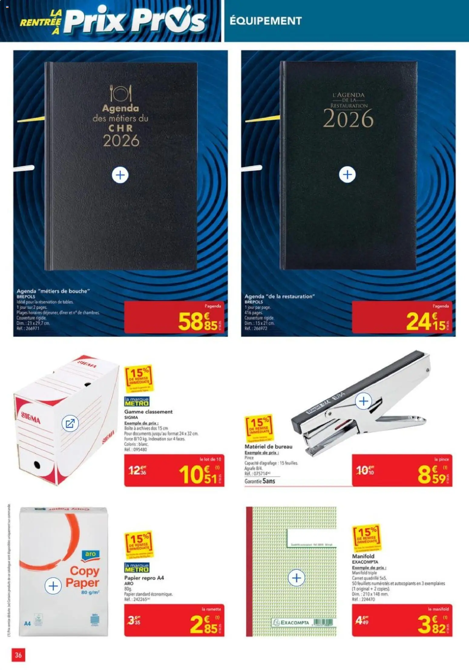 {H1} | Page: 36 | Produits: Bureau, Couverture, Agenda, Agrafe