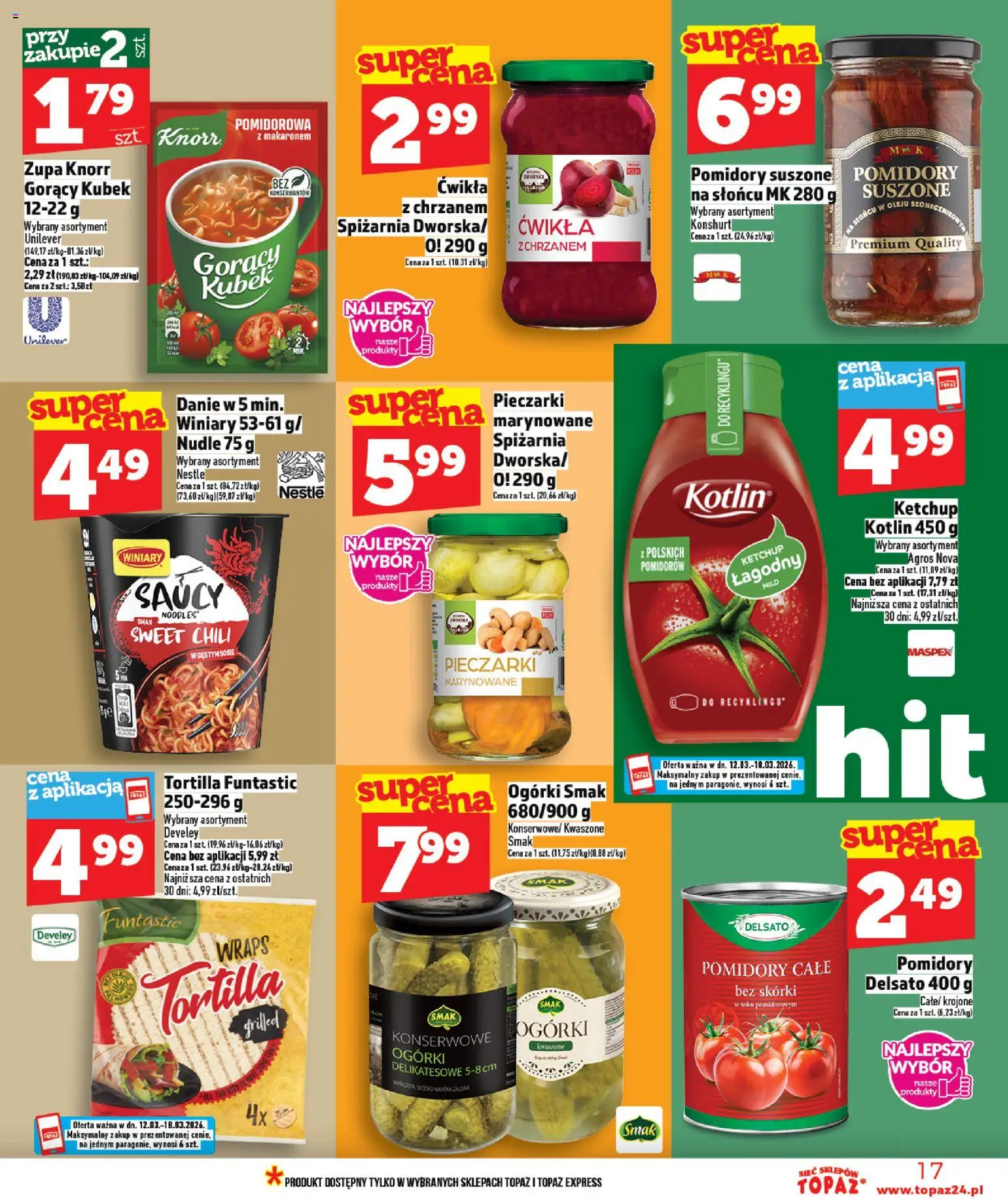 Topaz gazetka od 12.03.2026 | Strona: 17 | Produkty: Chili, Tortilla, Suszone pomidory, Zupa