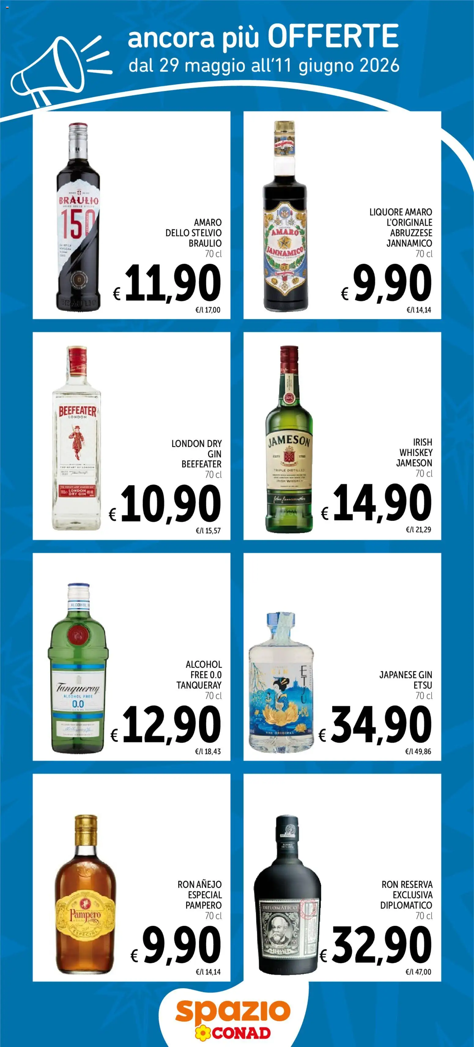 Volantino Spazio Conad del 29.05.2026 | Pagina: 3 | Prodotti: Gin, Liquore, Amaro