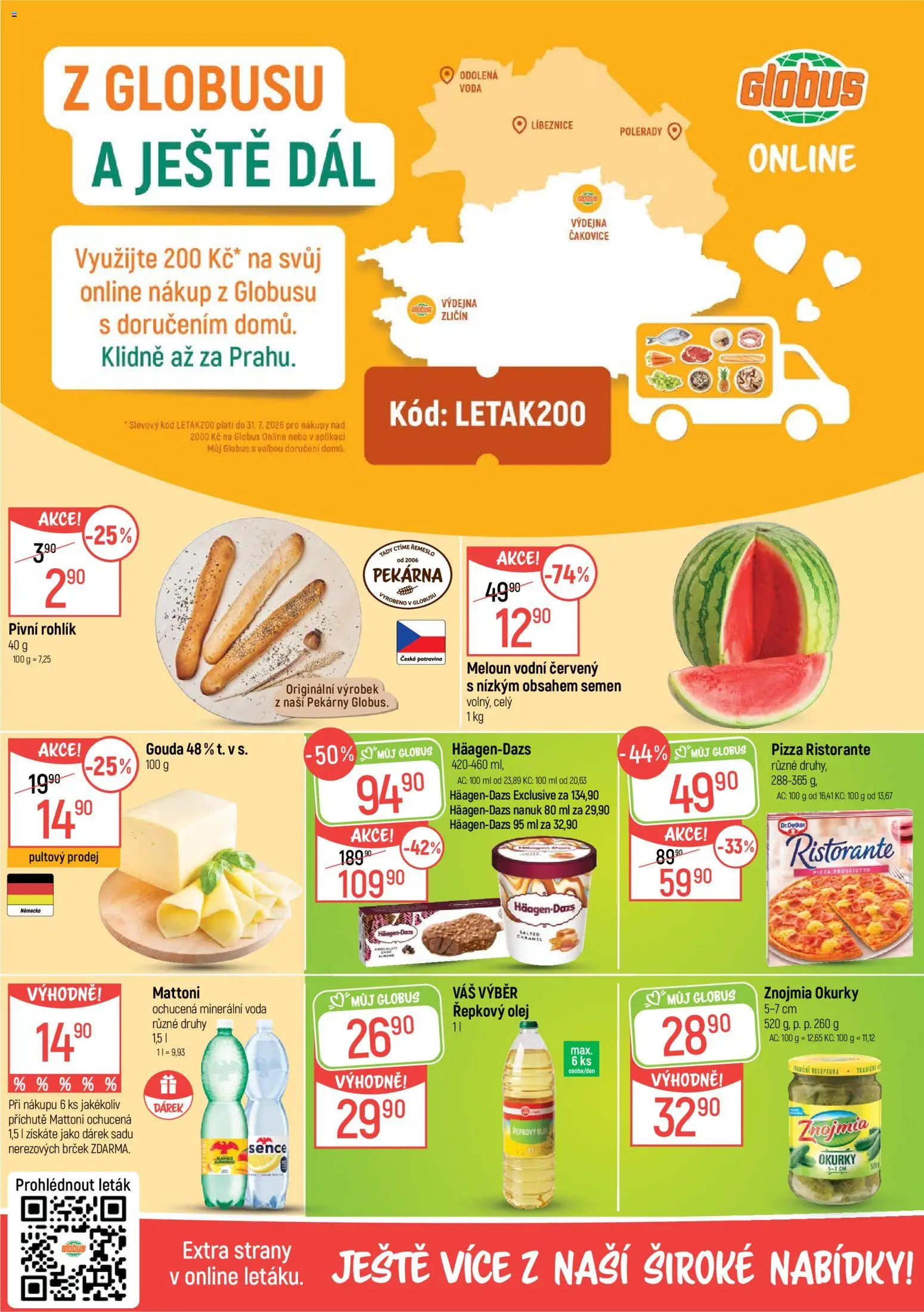 Globus leták od 22.07.2026 | Strana: 2 | Produkty: Globus, Okurky, Řepkový olej, Pekárna