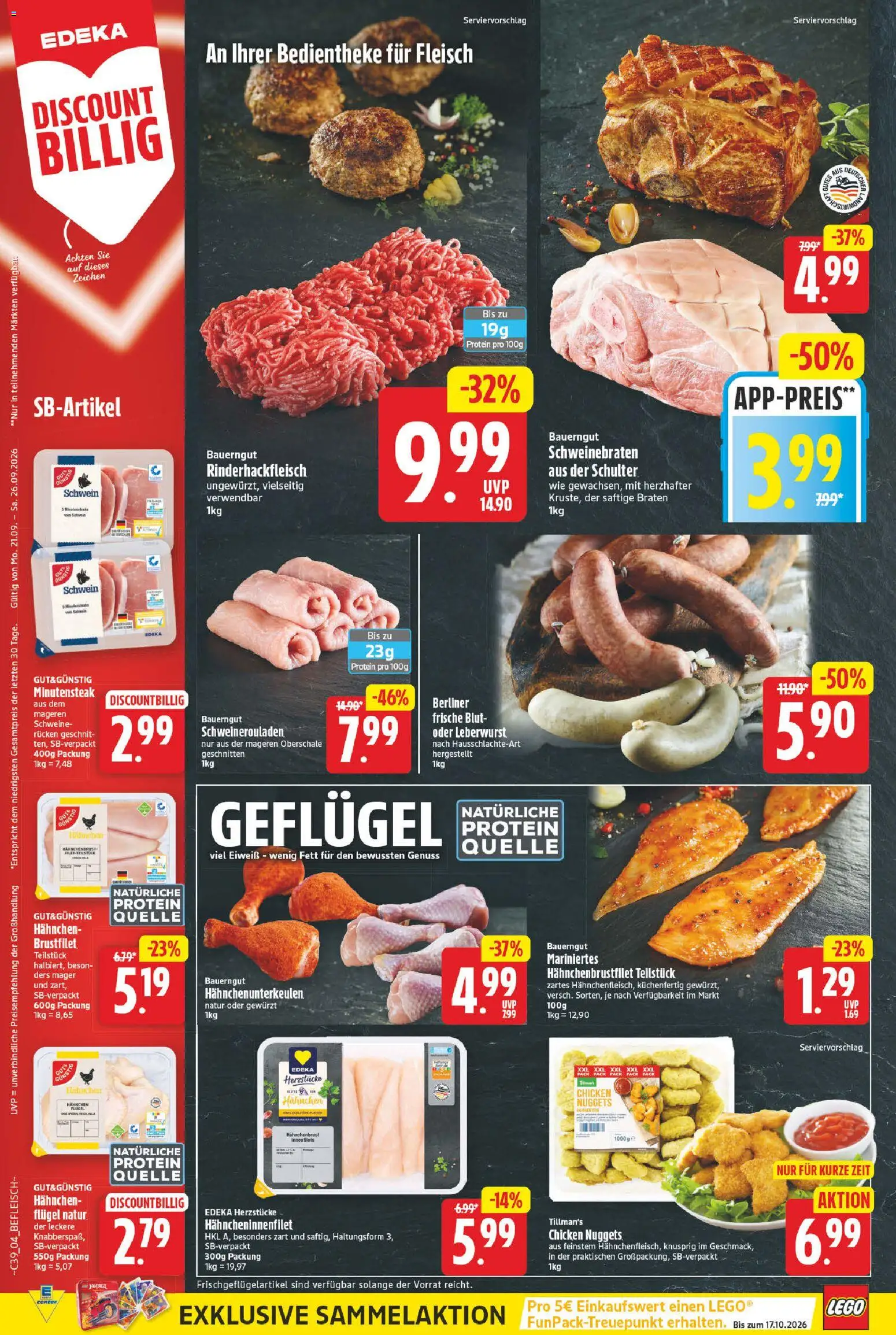 E center Prospekt – gültig ab 21.09.2026 | Seite: 4 | Produkte: Bauerngut, Schulter, Fleisch, Hahnchenbrust
