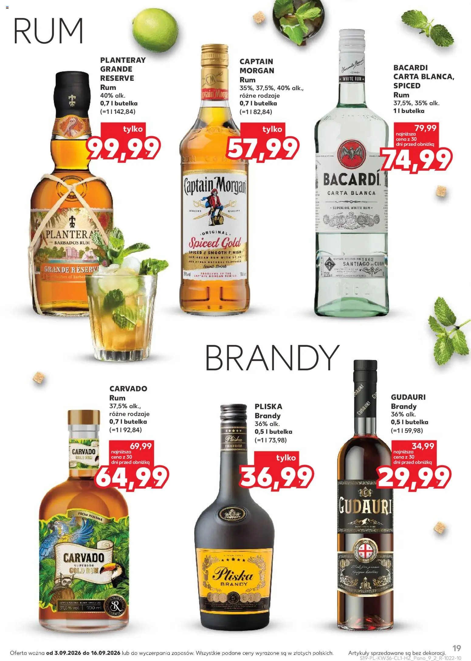 Kaufland Polsko leták - Barek od 03.09.2026 | Strana: 19 | Produkty: Bacardi, Morgan, Brandy, Captain Morgan