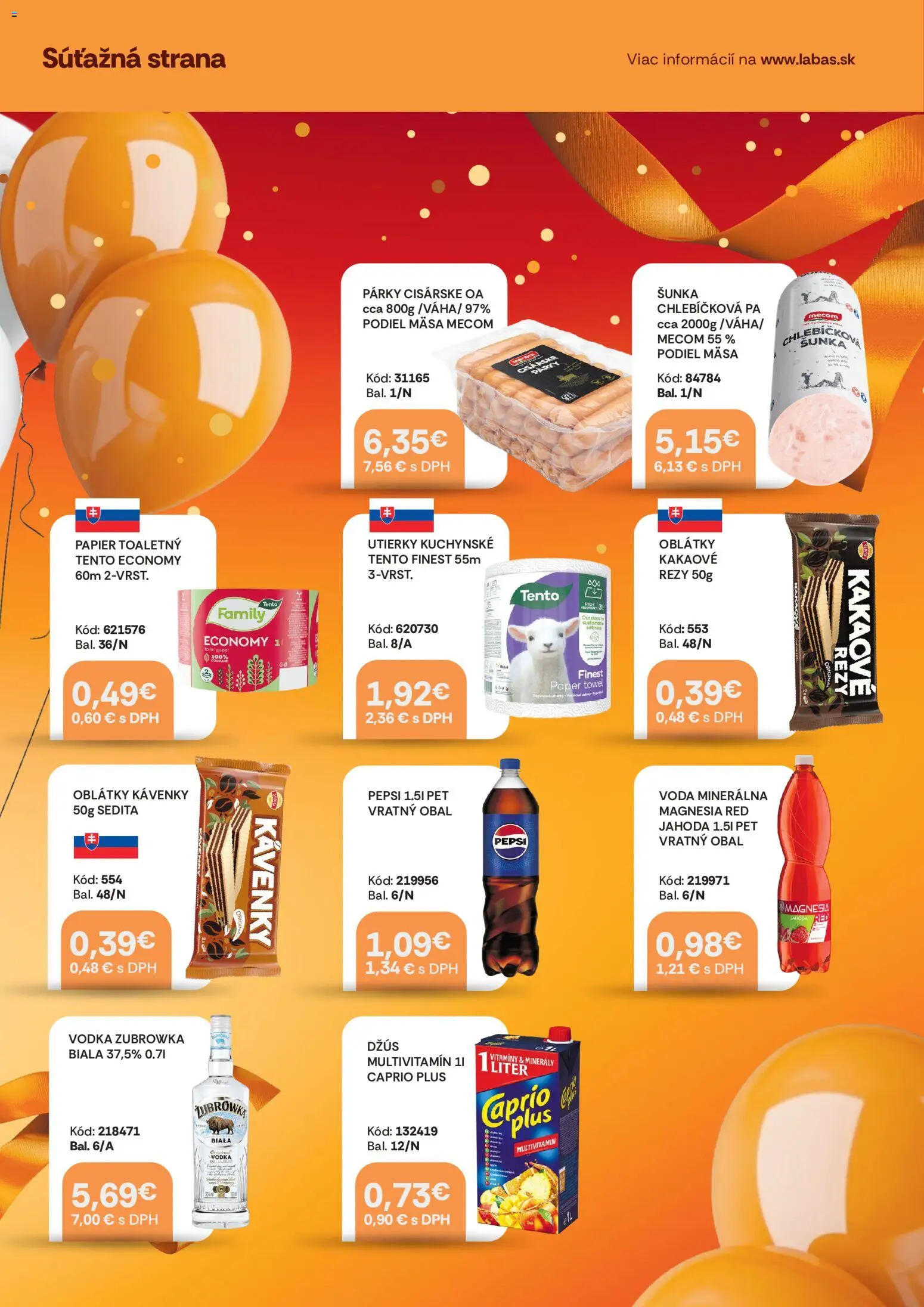 Nové Labaš akcie – leták je platný od 05.06.2026 | Strana: 4 | Produkty: Šunka, Vodka, Voda, Pepsi