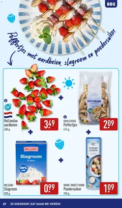 Aldi folder - Buiten eten - Voorbeeld van een folder van Aldi, geldig van 04.05.2026 | Pagina: 27 | Producten: Waffelini, Aardbeien, Slagroom, Poeder
