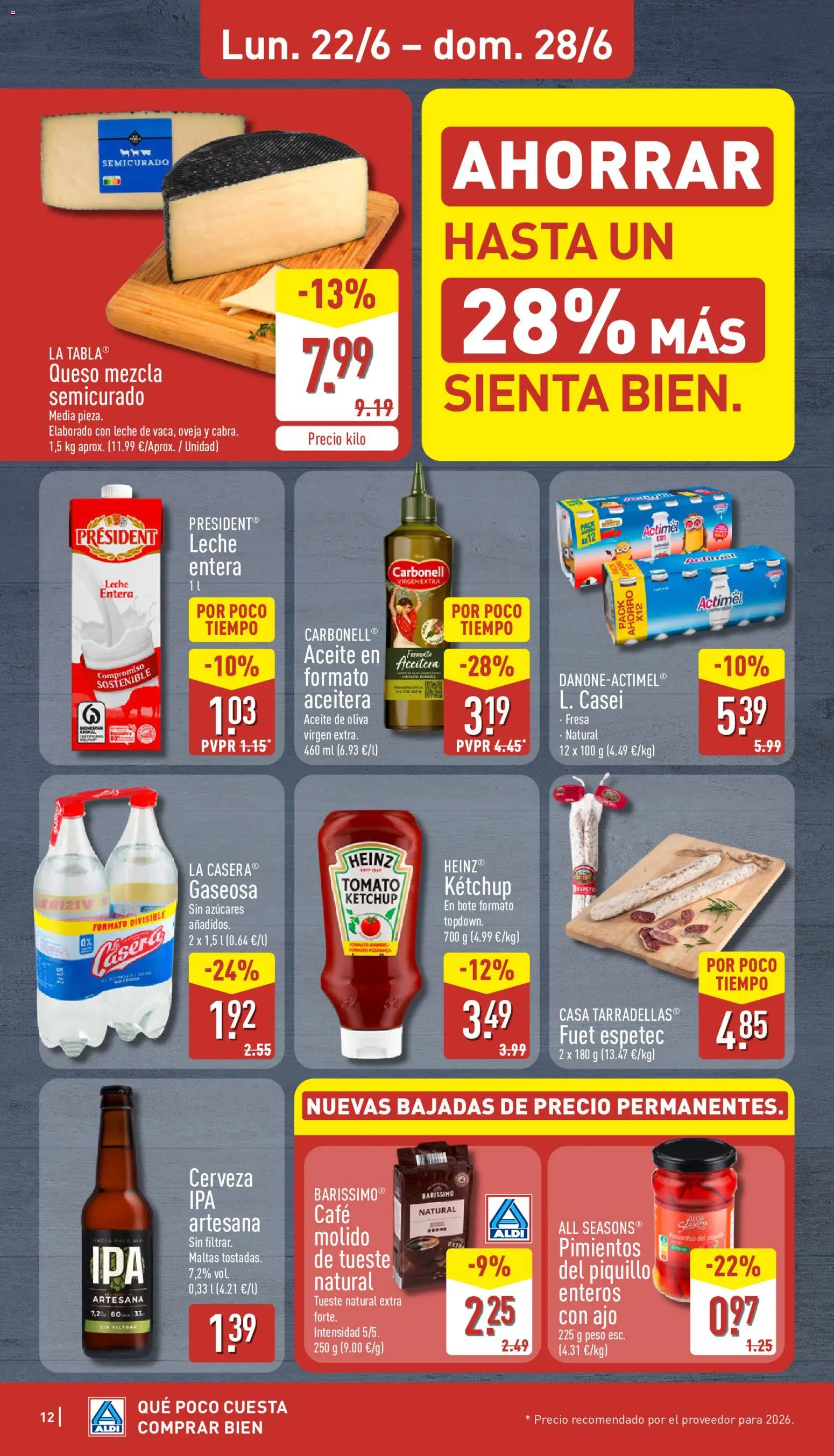 Aldi folleto Baleares │ válido desde el 22.06.2026 | Página: 12 | Productos: Queso, Aceite, Café, Peso