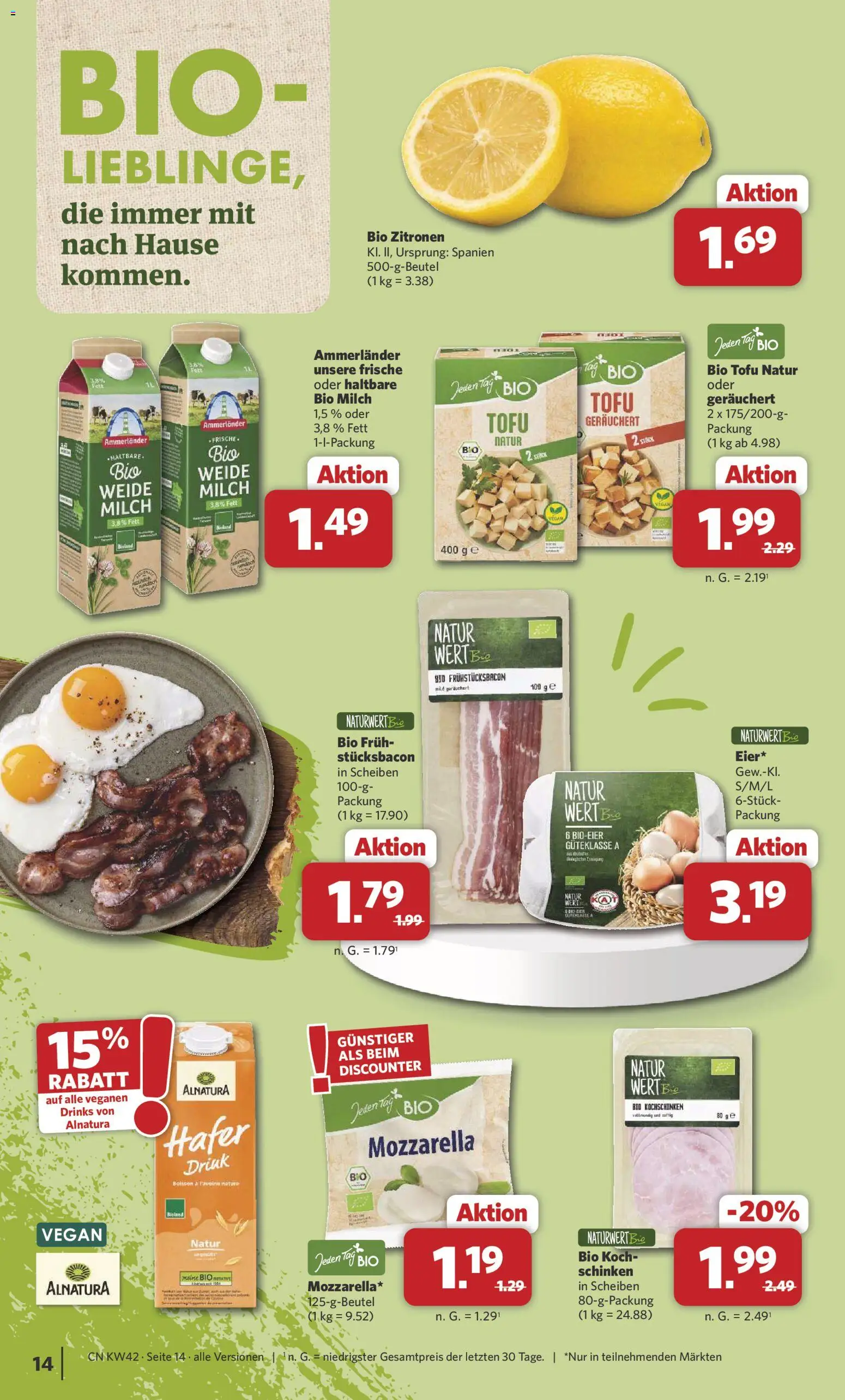 Combi Prospekt – gültig ab 12.10.2026 | Seite: 14 | Produkte: Milch, Mozzarella, Schinken, Zitronen