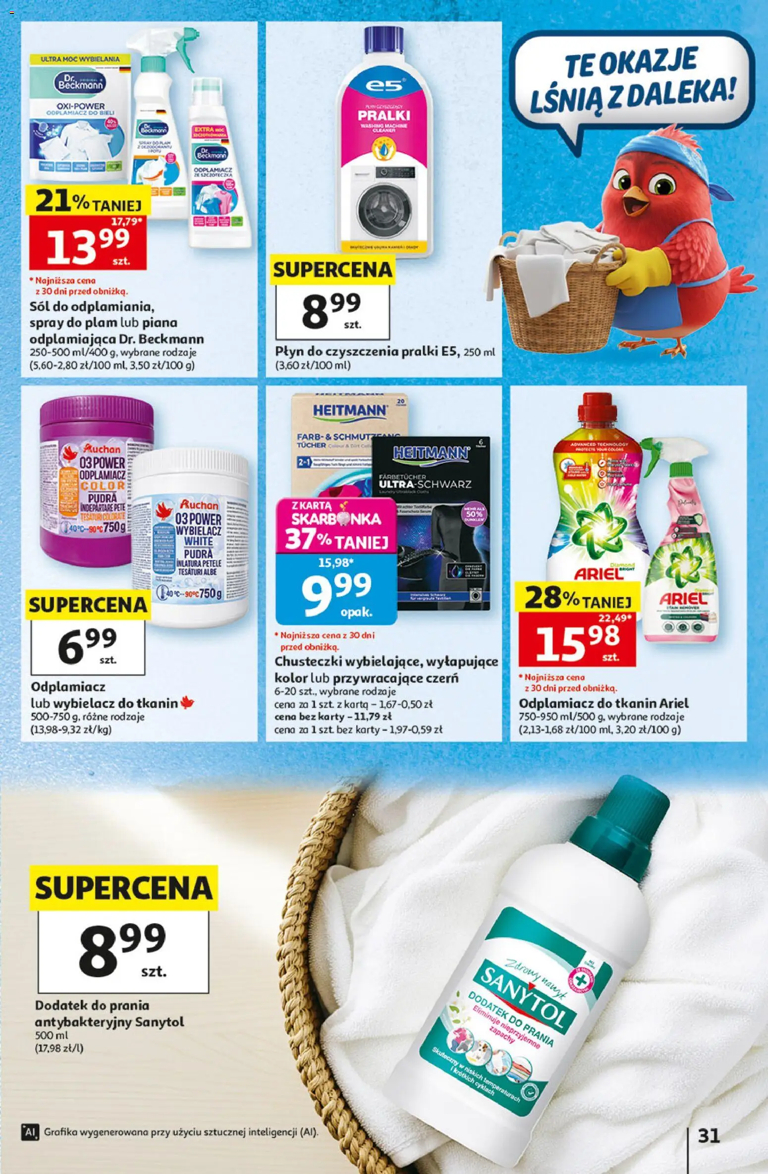 Auchan gazetka - Hipermarket od 01.10.2026 | Strona: 31 | Produkty: Karta, Płyn do czyszczenia pralki, Piana, Wybielacz do tkanin