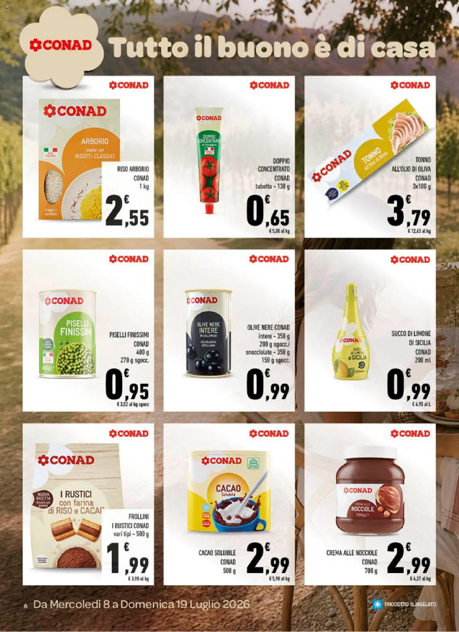 Volantino Conad del 08/07/2026 | Pagina: 6 | Prodotti: Limone, Olive, Cacao, Rustici