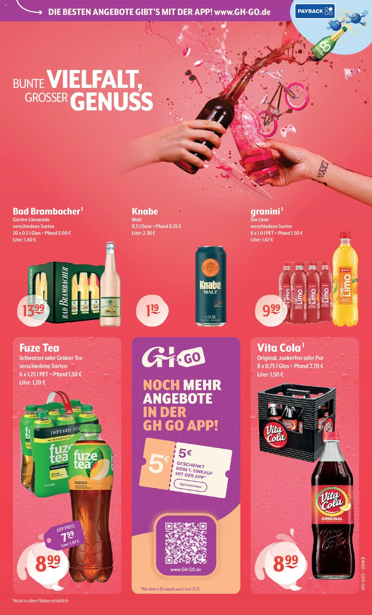 Trink und Spare Prospekt – gültig ab 28.09.2026 | Seite: 3 | Produkte: Fuze tea, Cola, Pfirsich, Vita cola