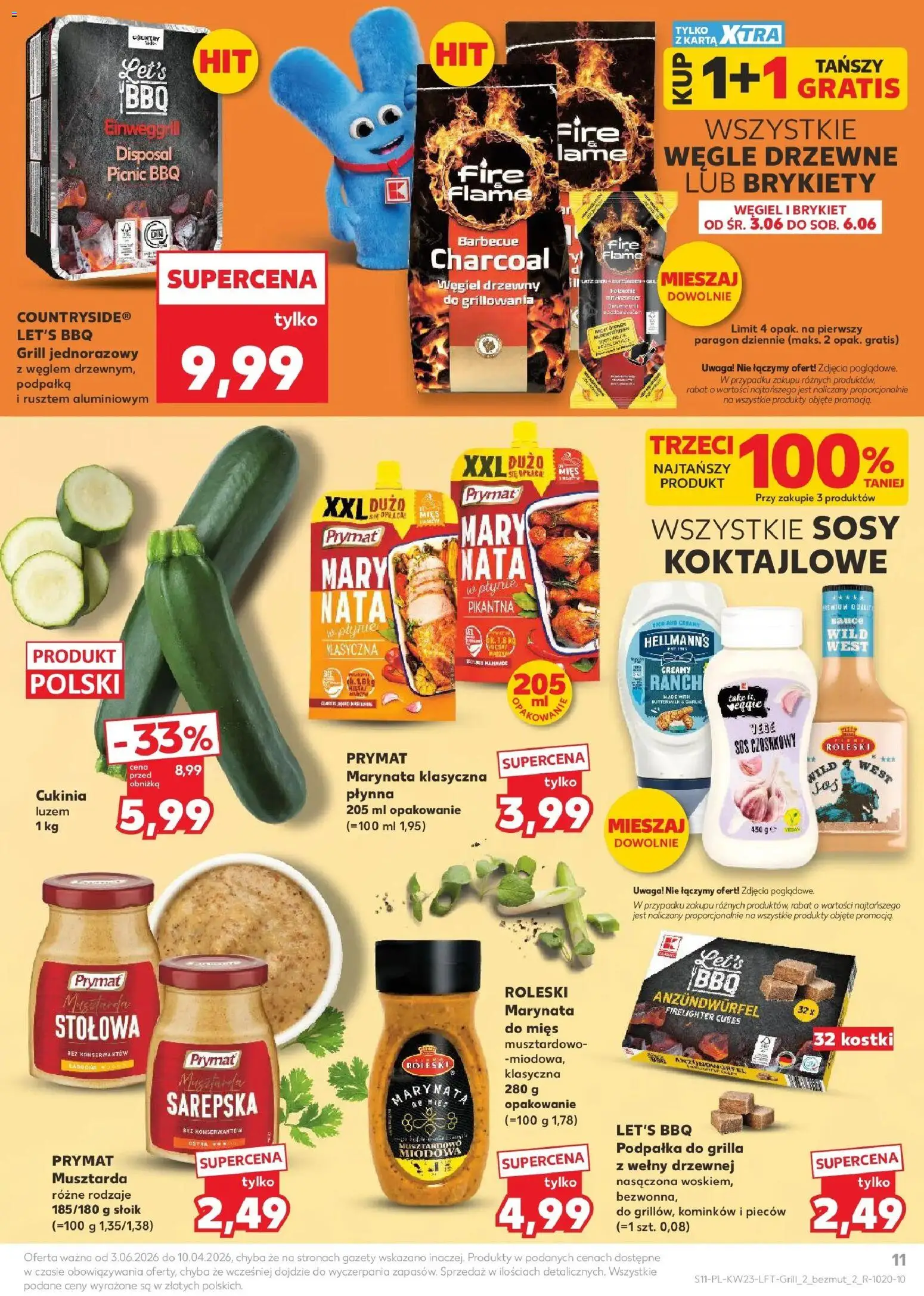Kaufland gazetka od 03.06.2026 | Strona: 11 | Produkty: Cukinia, Musztarda, Grill jednorazowy, Sos