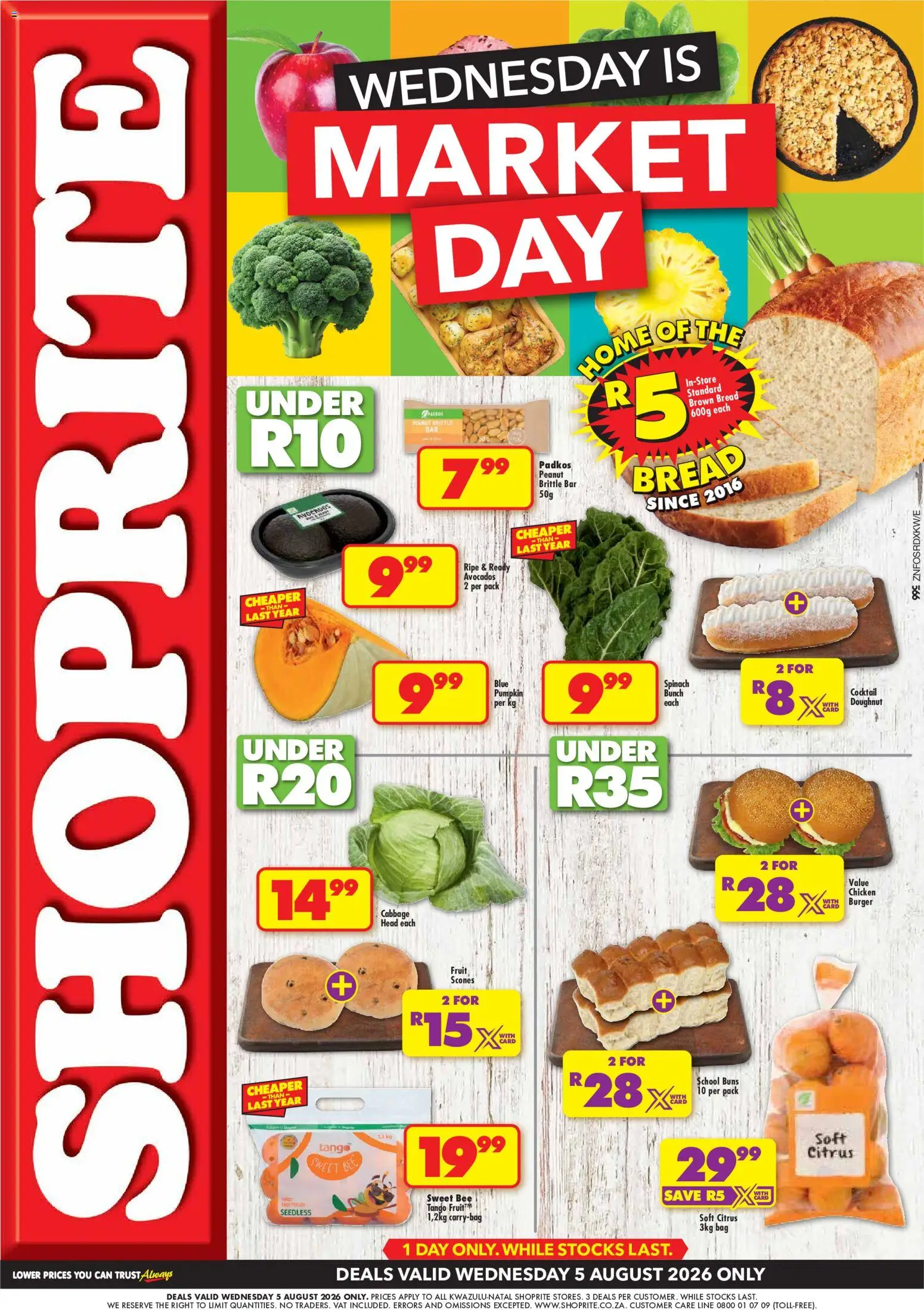 New Shoprite catalogue – valid from 05/08/2026 | Page: 1 | Products: Bag, Bread, Chicken, Fruit