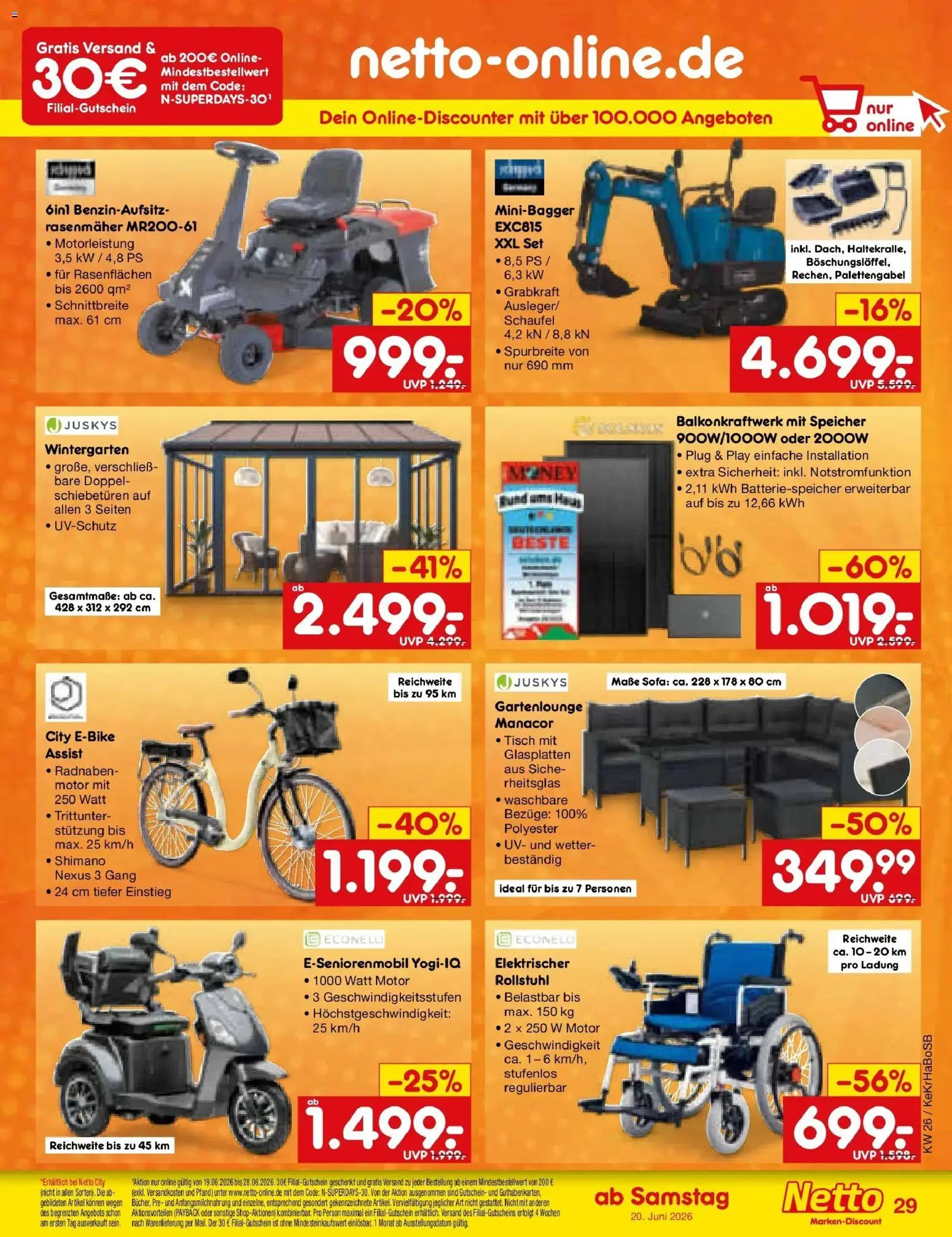 Netto Marken-Discount Prospekt Wuppertal – gültig ab 21.06.2026 | Seite: 61 | Produkte: Rasenmäher, Sofa, Tisch