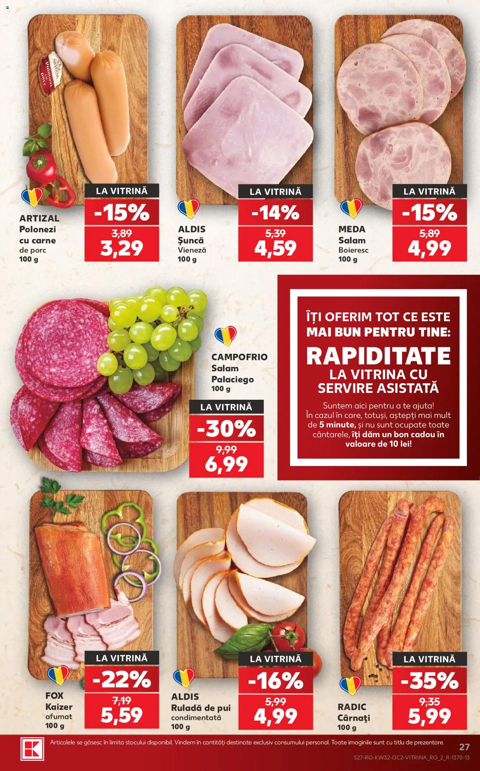 Noul catalog Kaufland – valabil de la 05.08.2026 | Pagină: 27 | Produse: Hacıyatmaz Kedi Oyuncağı, Salam, Șuncă, Cârnați
