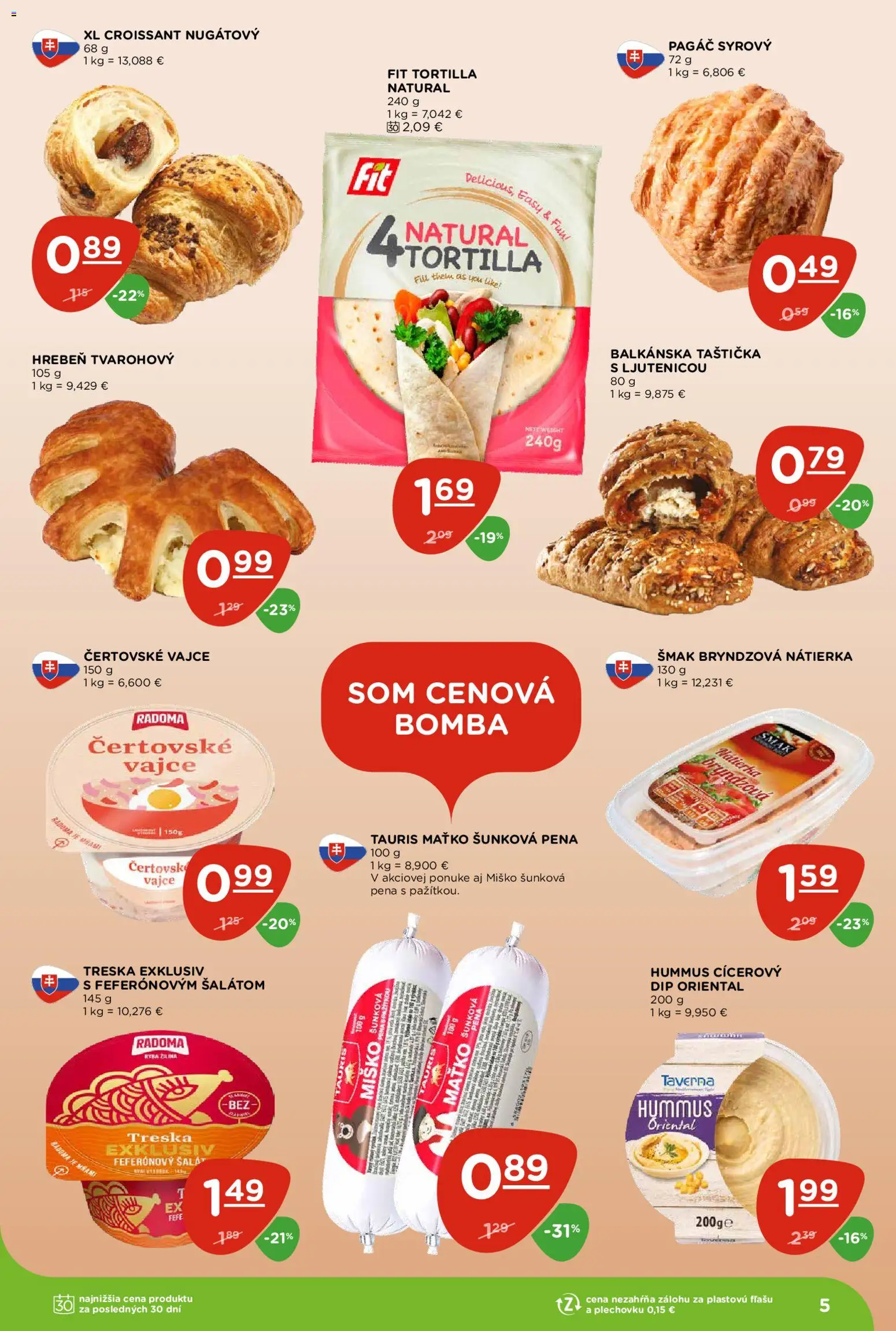 Nové Terno akcie – leták je platný od 02.07.2026 | Strana: 5 | Produkty: Tortilla, Croissant, Ryba, Treska