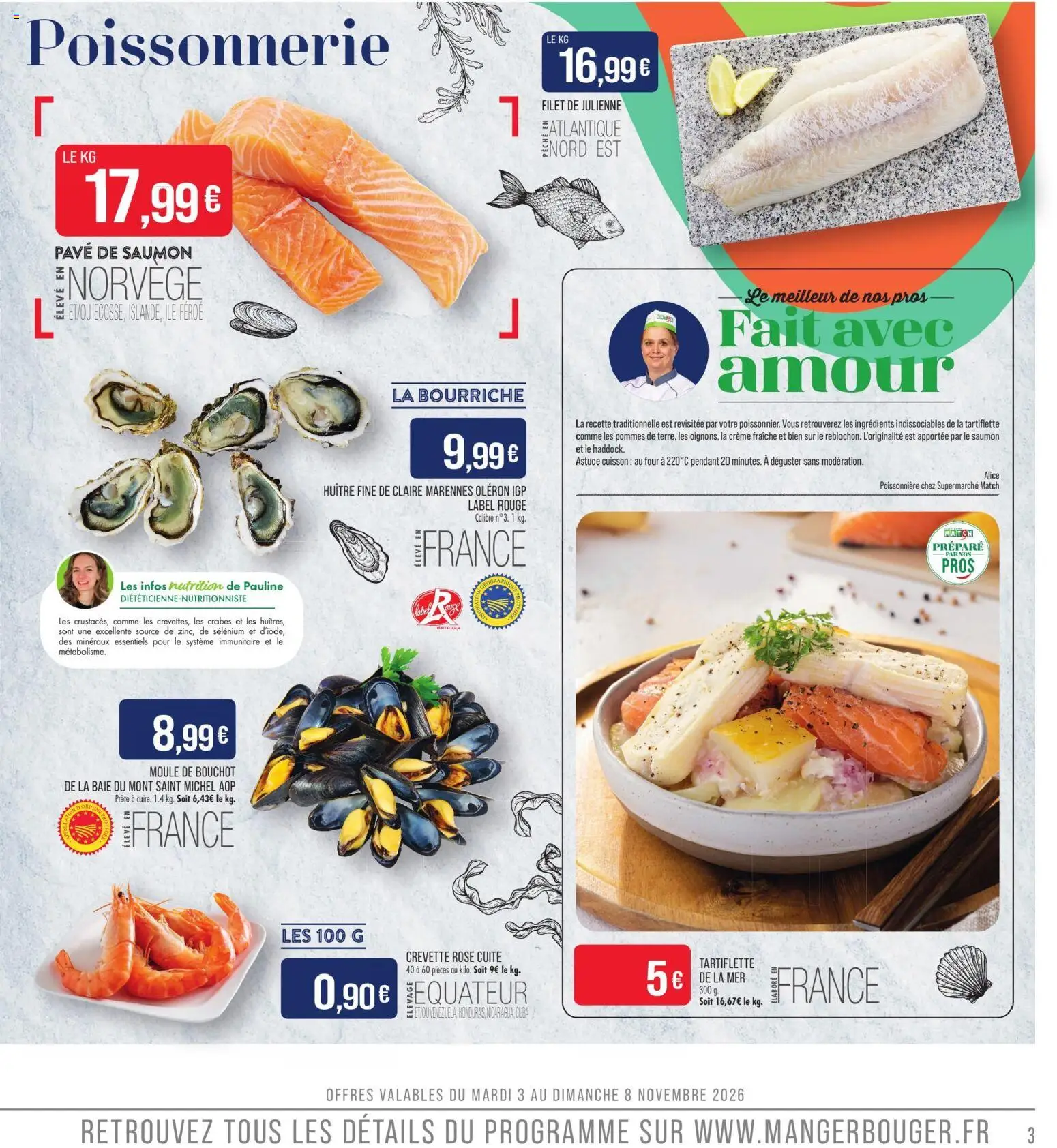 {H1} | Page: 3 | Produits: Crevette, Poissonnerie, Pommes, Crème