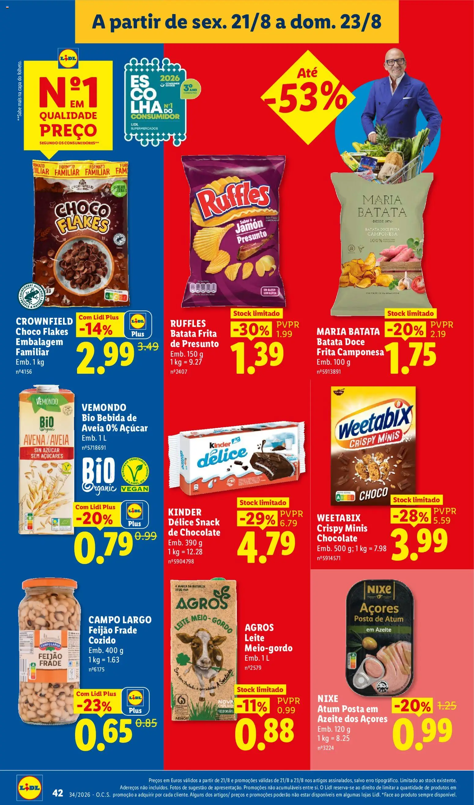 Lidl folheto │ válido de 17/08/2026 | Página: 42 | Produtos: Atum, Batata frita, Presunto, Bebida