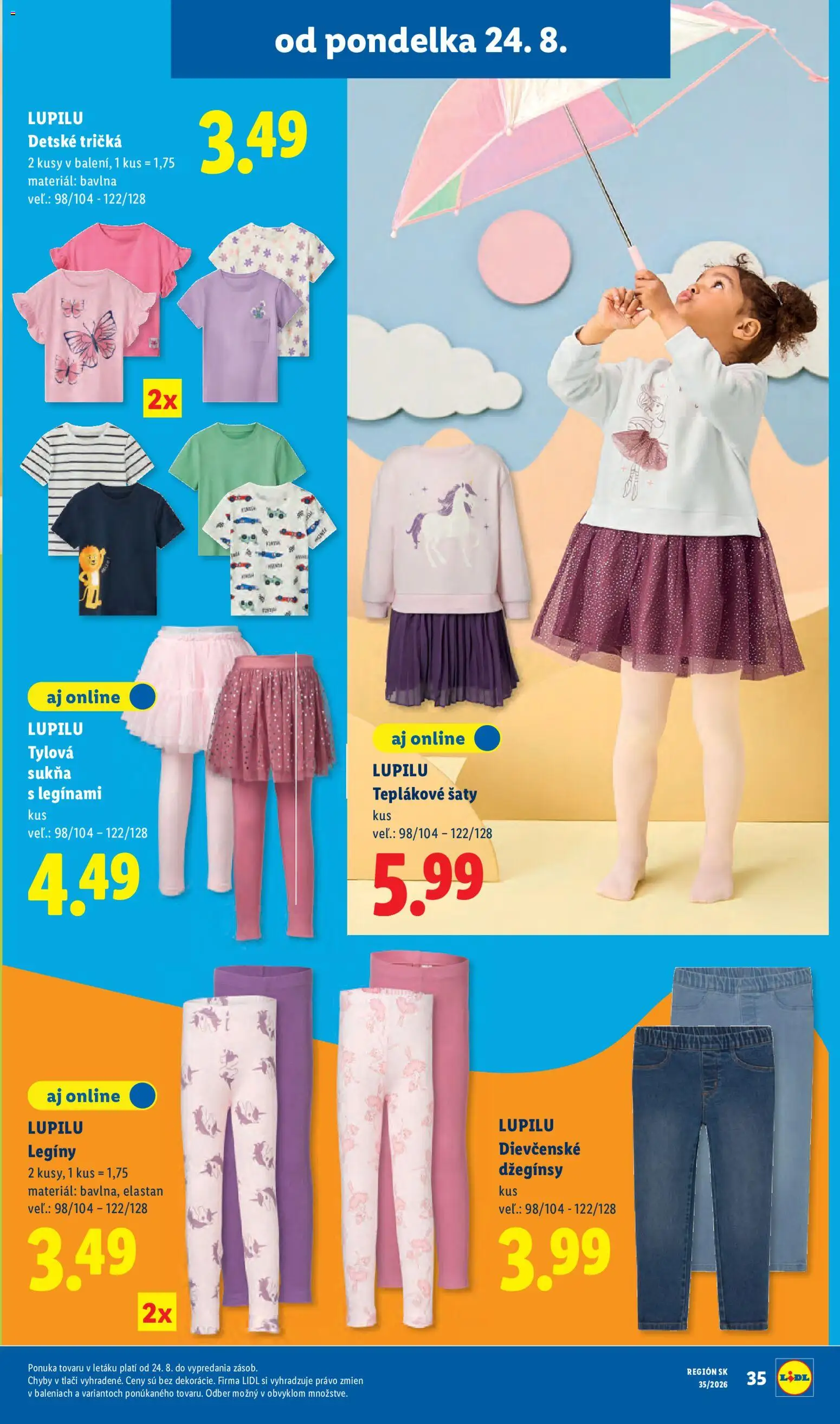 Nové Lidl akcie – leták je platný od 24.08.2026 | Strana: 45 | Produkty: Šaty, Legíny