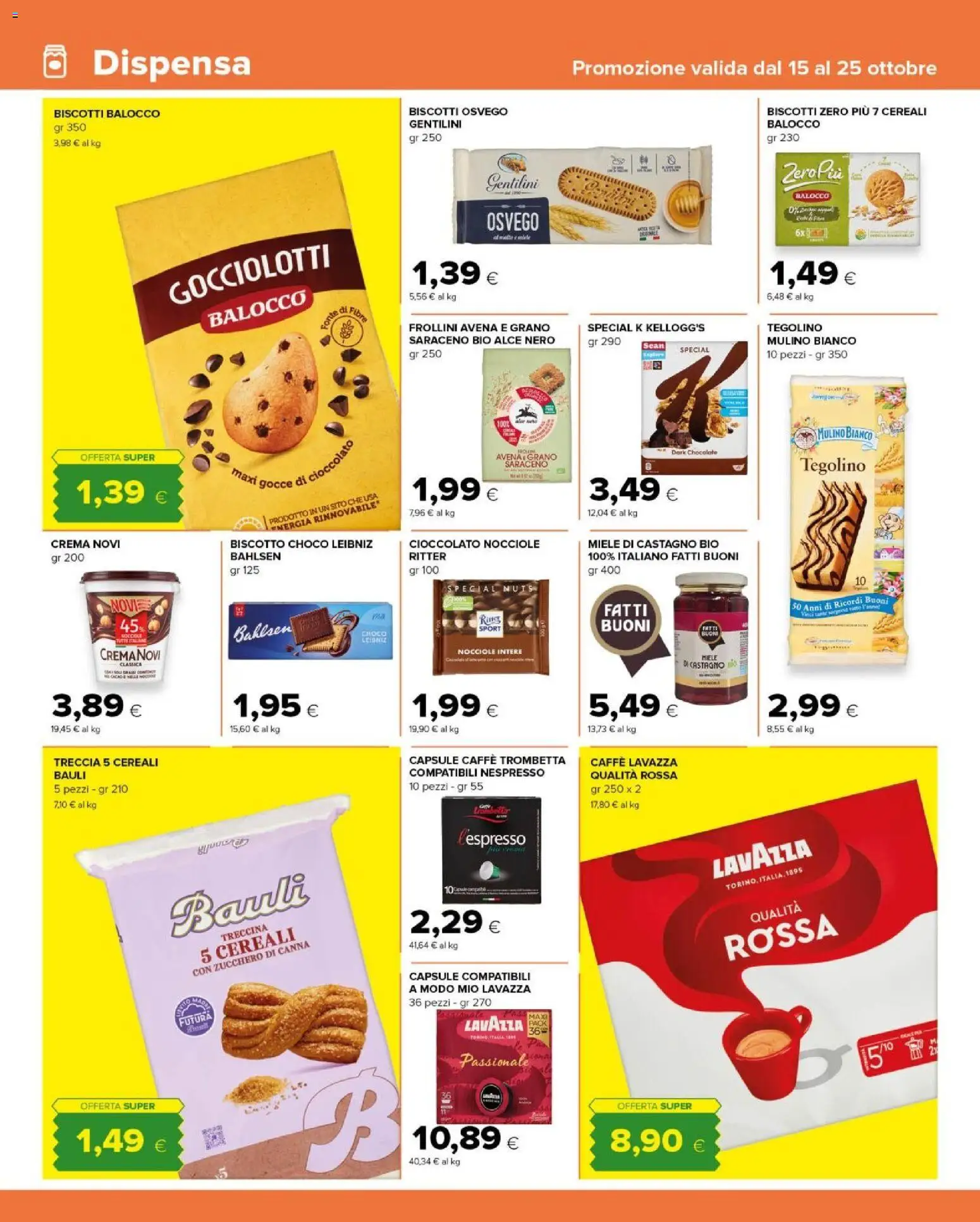 Volantino Tigre del 15/10/2026 | Pagina: 8 | Prodotti: Crema, Biscotti, Zucchero, Zucchero di canna