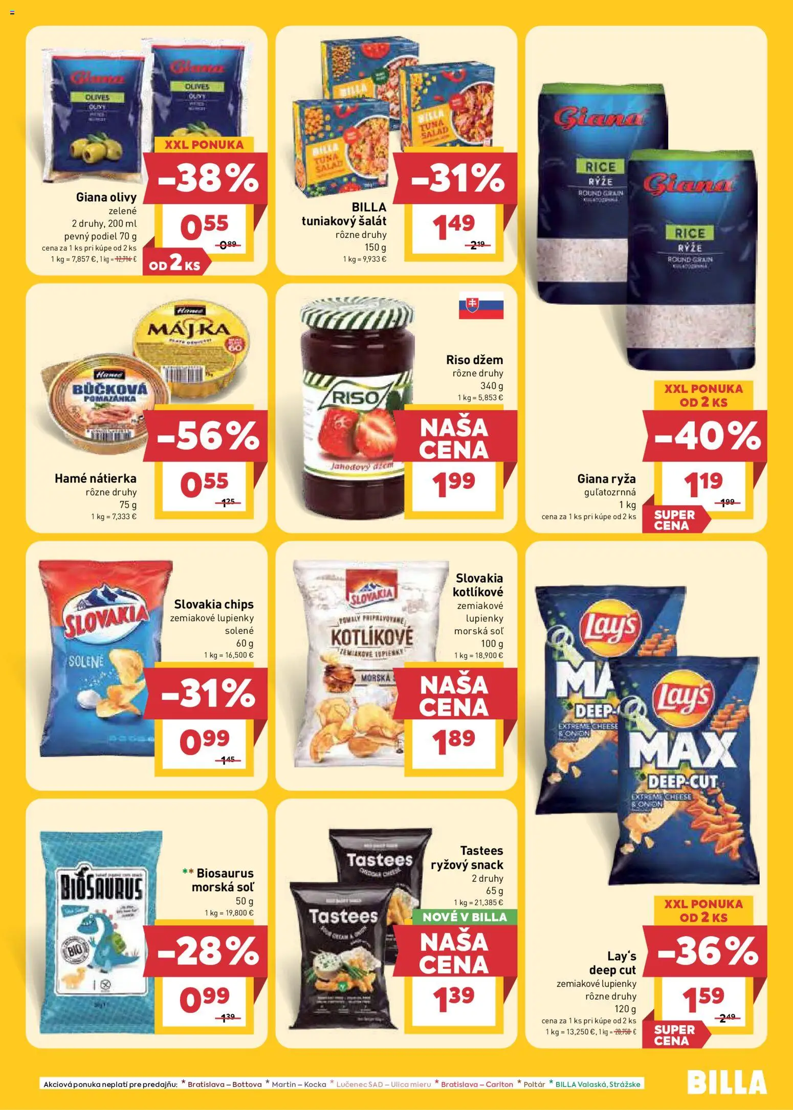 Nové Billa akcie – leták je platný od 05.08.2026 | Strana: 15 | Produkty: Džem, Ryža, Soľ, Tuniakový šalát
