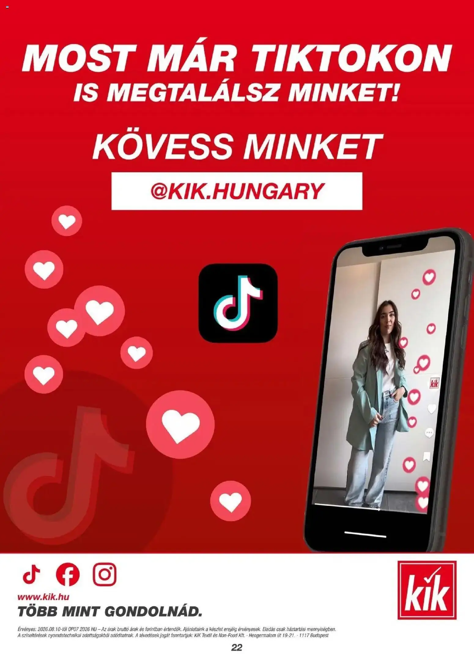 Kik aktuális akciós újság - 2026.08.10. -tól/töl > akció, lapozható szórólap 🛍️ | Oldal: 22