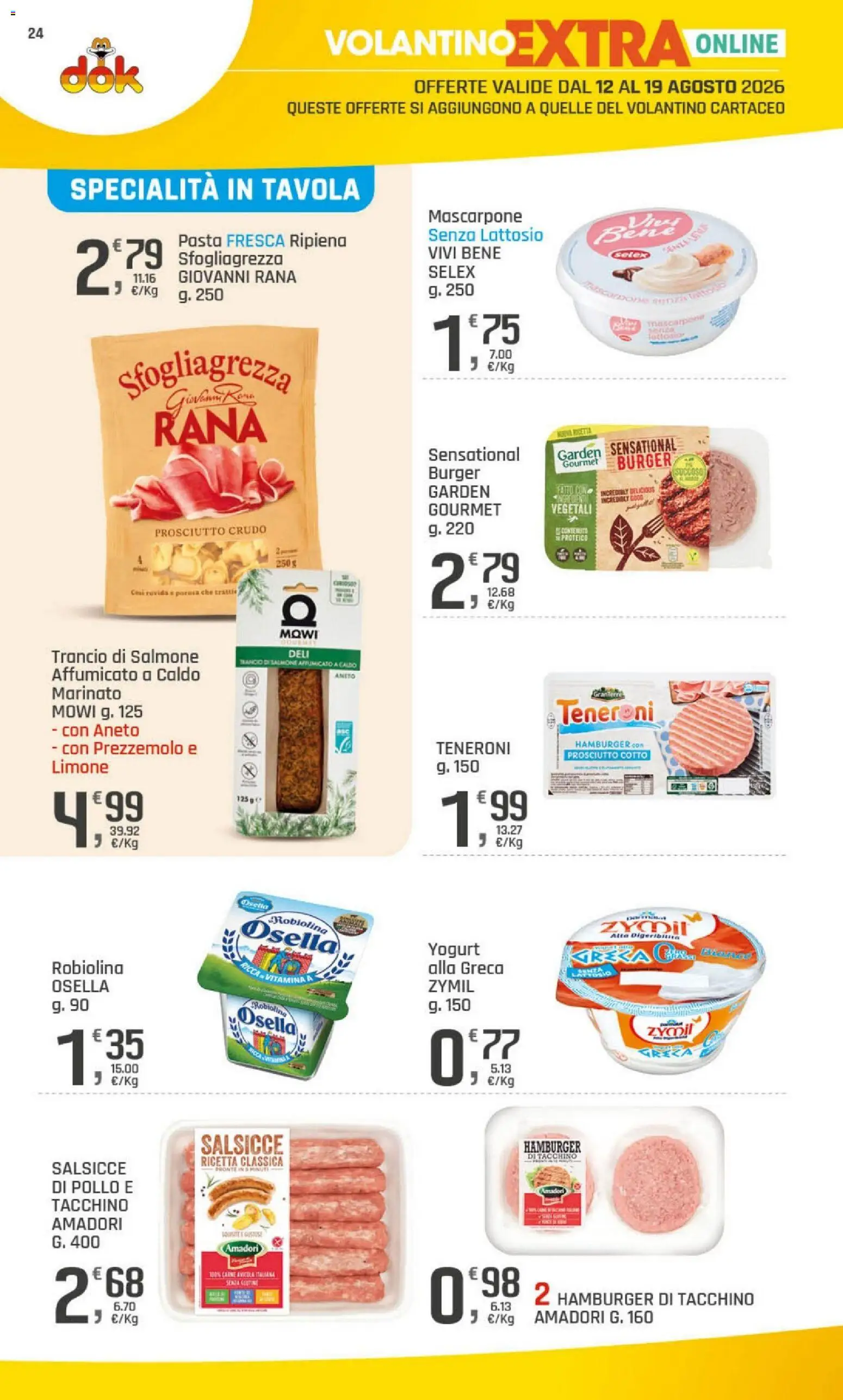 Volantino DOK del 06/08/2026 | Pagina: 24 | Prodotti: Yogurt, Pollo, Aneto, Hamburger