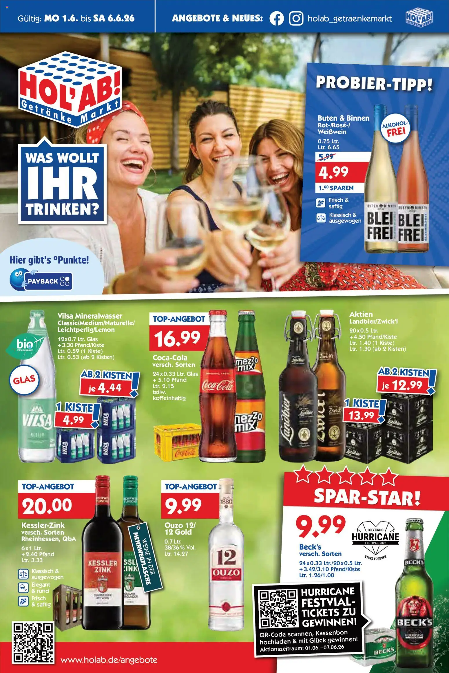 HOL’AB! Prospekt – gültig ab 01.06.2026 | Seite: 1 | Produkte: Coca cola, Cola, Weißwein, Mineralwasser