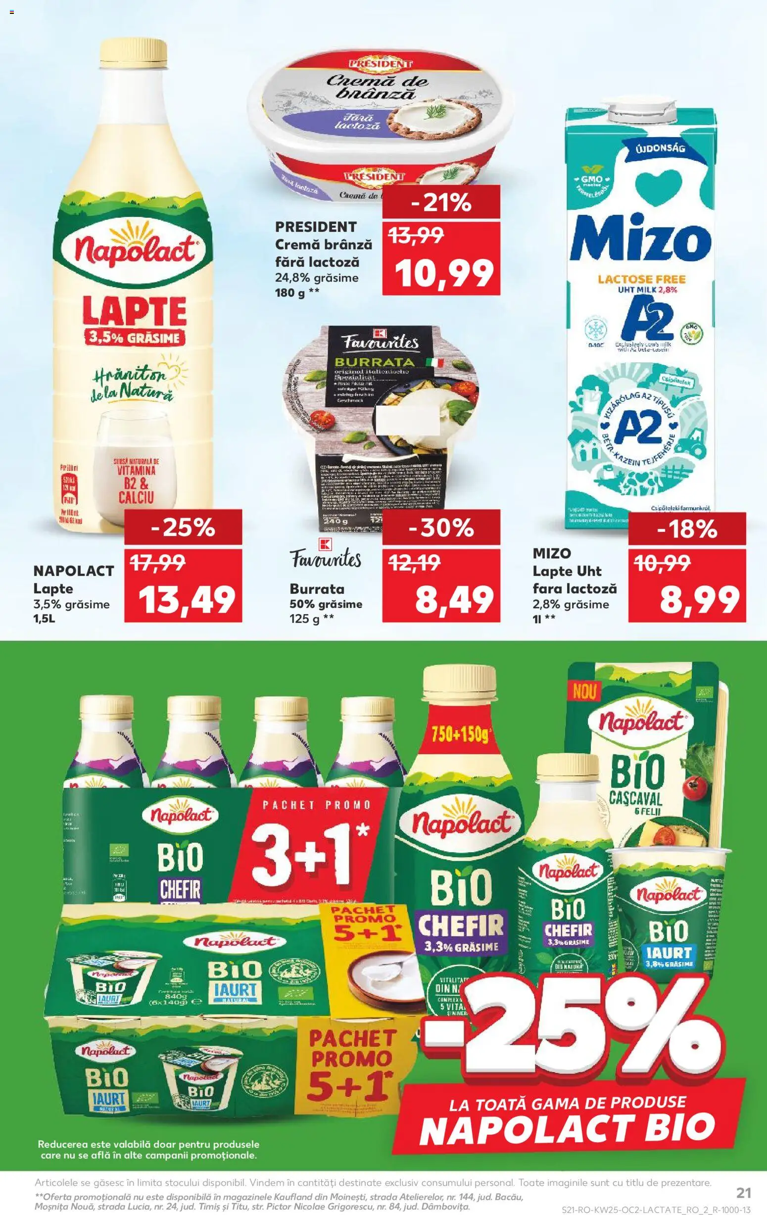 Noul catalog Kaufland – valabil de la 17.06.2026 | Pagină: 21 | Produse: Cașcaval, Lapte, Cremă, Kefir