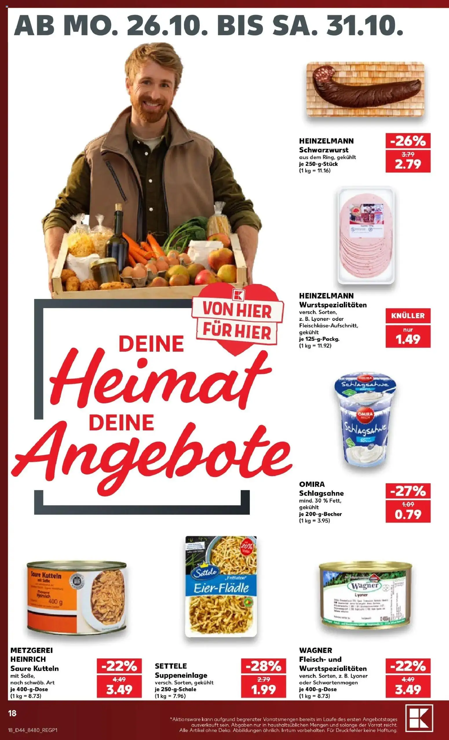 Prospekt Kaufland ab 26.10.2026 » Angebote Online zum Blättern | Seite: 22 | Produkte: Schlagsahne, Fleisch