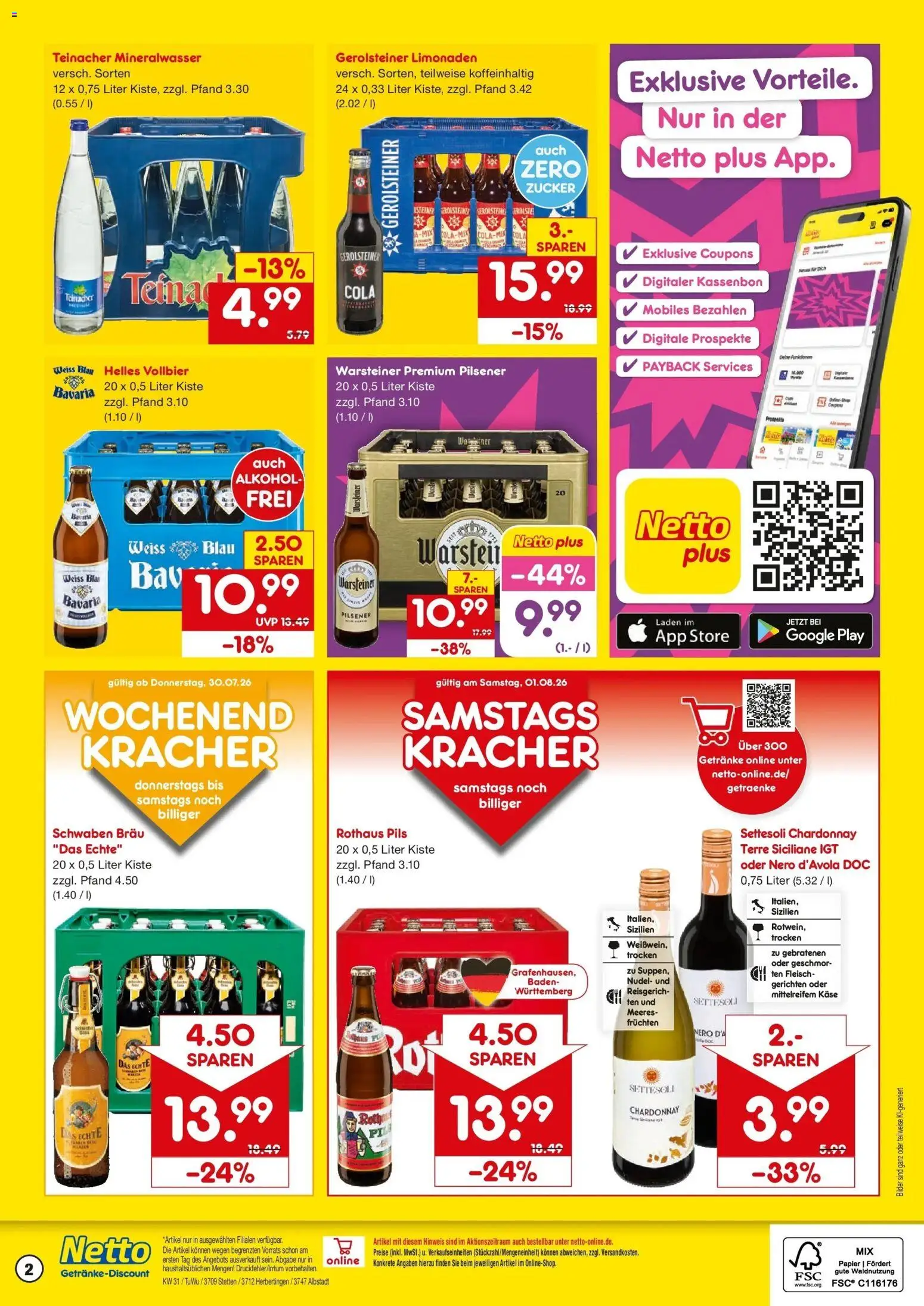 Netto Marken-Discount Prospekt Stetten Am Kalten Markt – gültig ab 27.07.2026 | Seite: 2 | Produkte: Cola, Zucker, Warsteiner, Fleisch