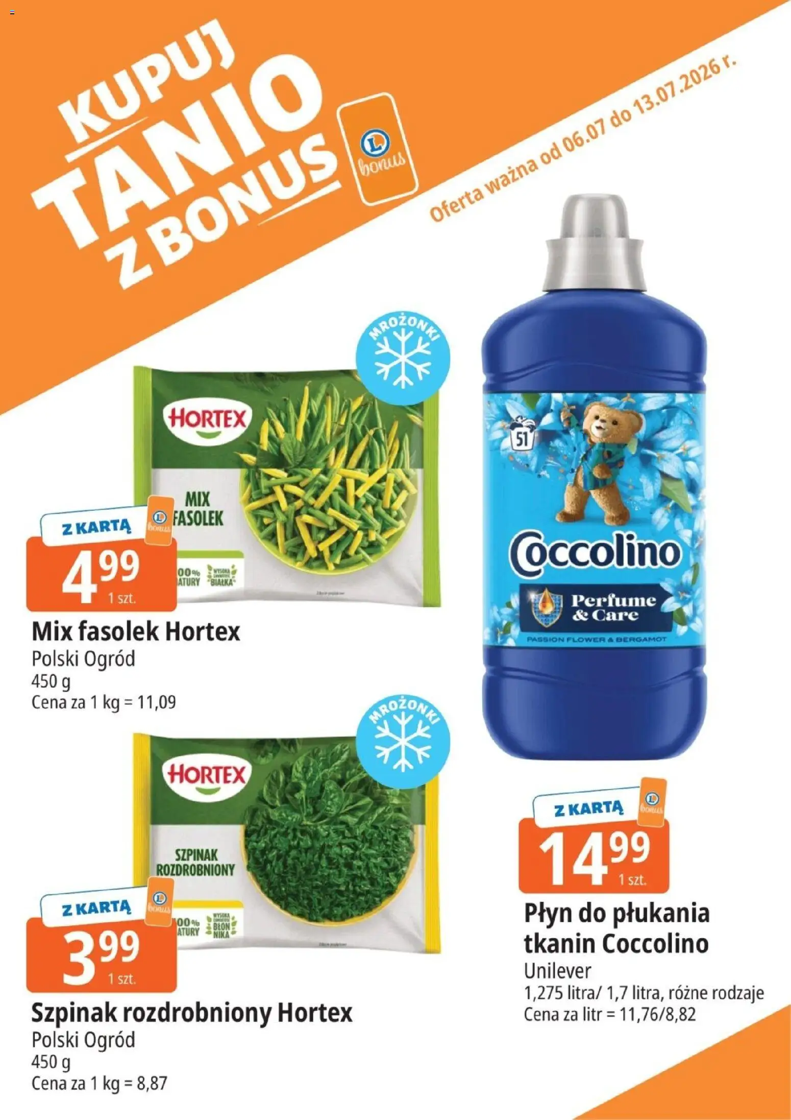 E.Leclerc gazetka - Kupuj Tanio Z Bonus od 06.07.2026 | Strona: 10 | Produkty: Karta, Coccolino, Szpinak