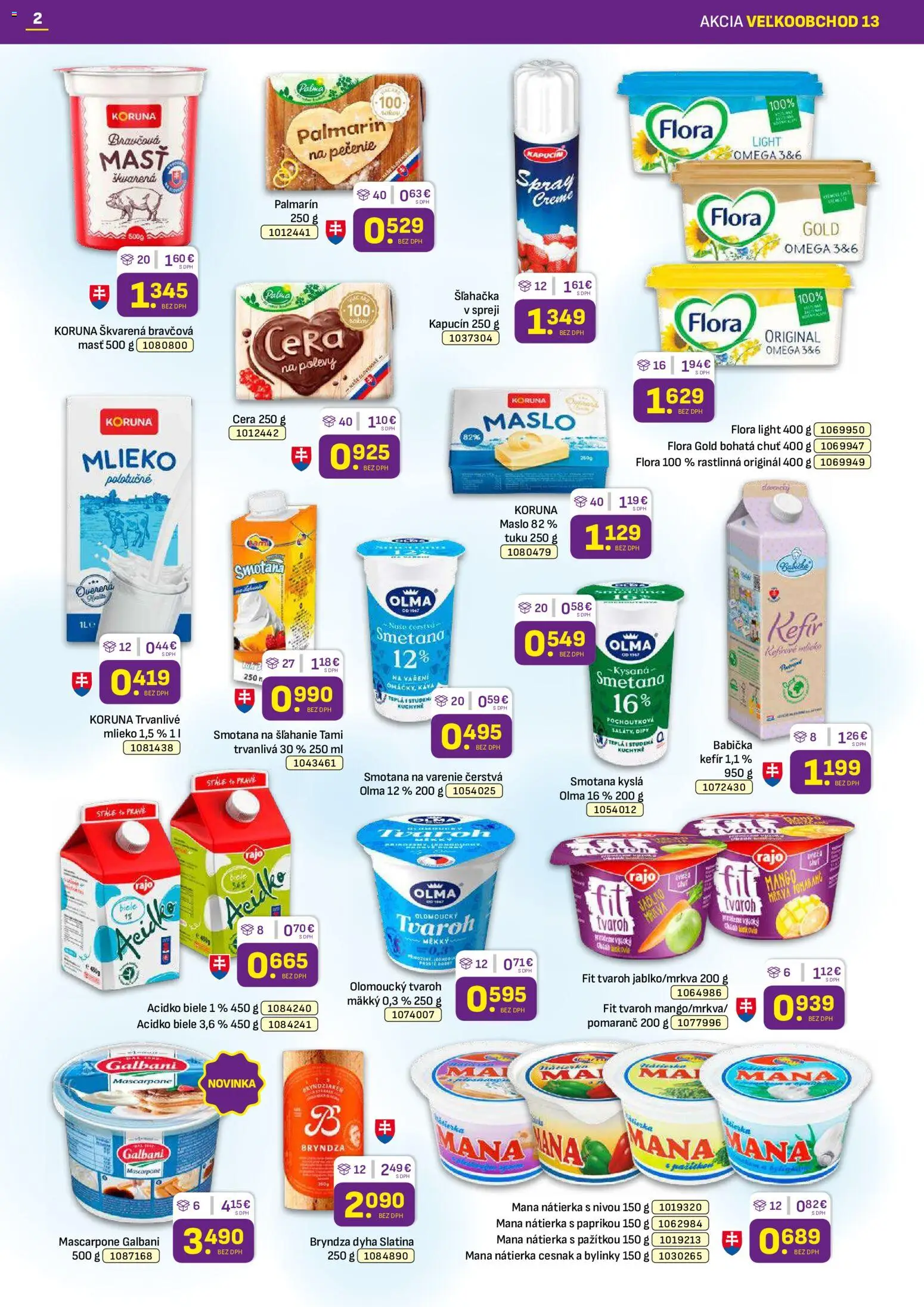 Nové Libex akcie – leták je platný od 29.06.2026 | Strana: 2 | Produkty: Mlieko, Mango, Mascarpone, Smotana na šľahanie