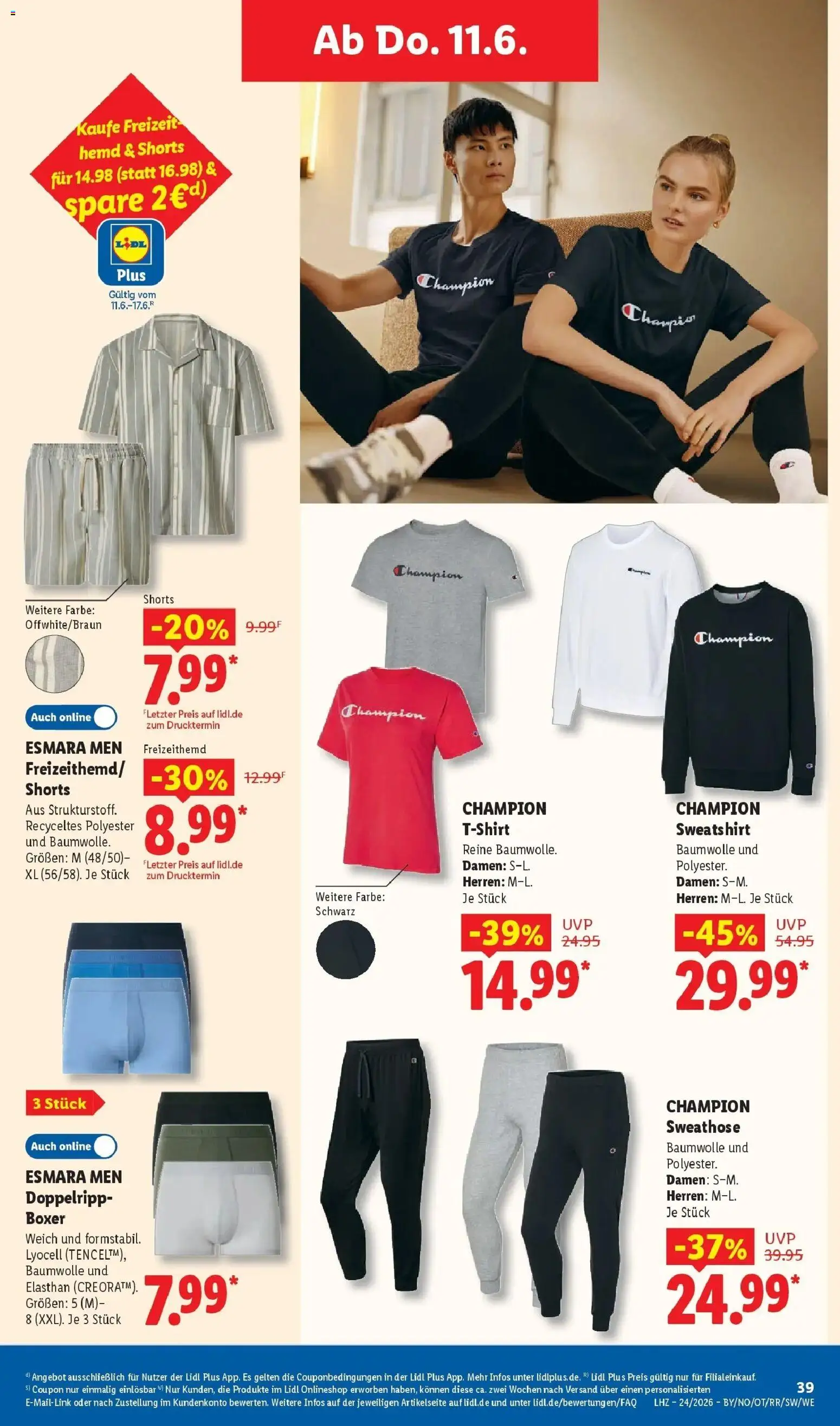 Lidl Prospekt Senftenberg – gültig ab 08.06.2026 | Seite: 63 | Produkte: Sweathose, Sweatshirt, Hemd, Boxer
