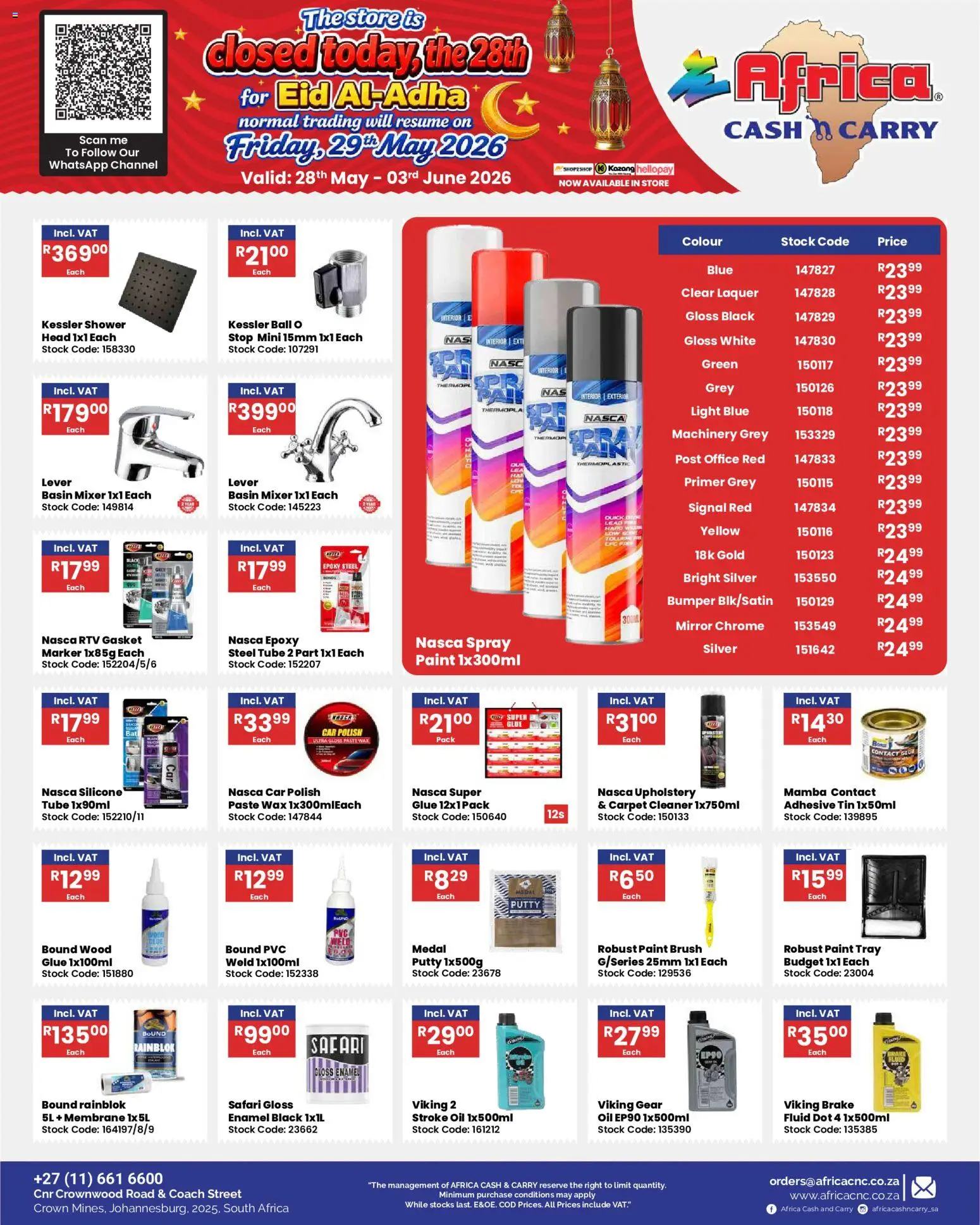 New Africa Cash & Carry catalogue – valid from 28.05.2026 | Page: 34 | Products: Mixer, Paint, Shower, Enamel