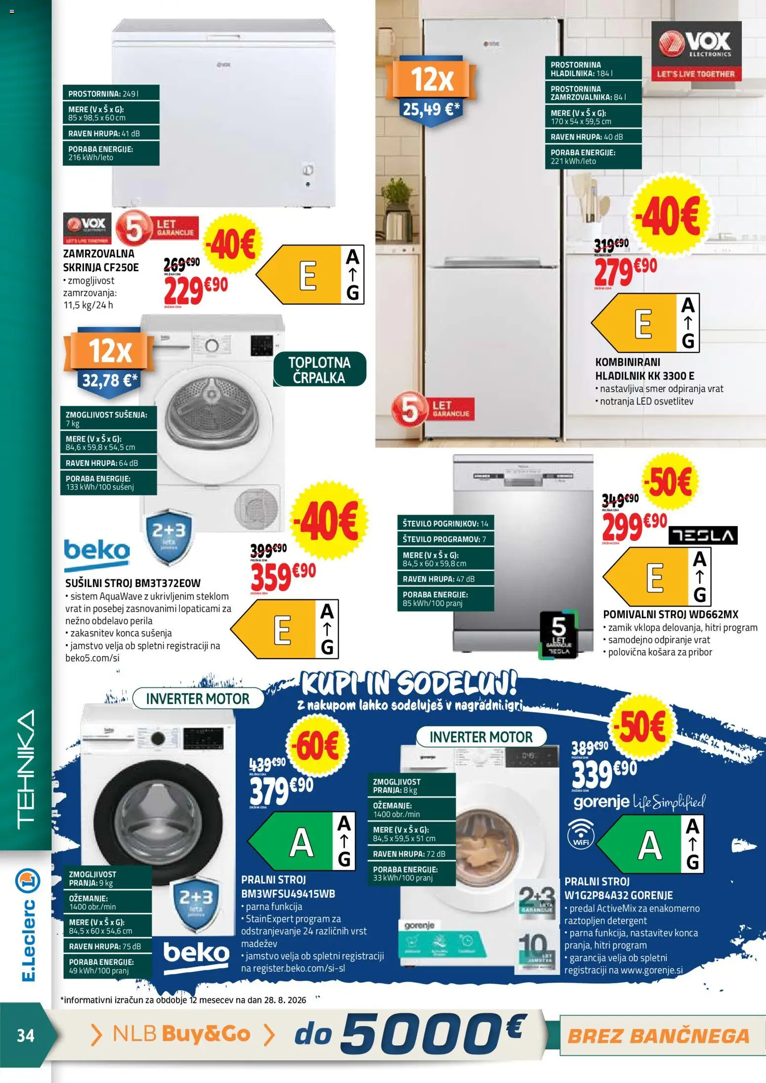 Novi E.leclerc katalog ponudbe – veljaven od 09.09.2026 | Stran: 34 | Izdelki: Pribor, Črpalka, Pralni stroj, Pomivalni stroj
