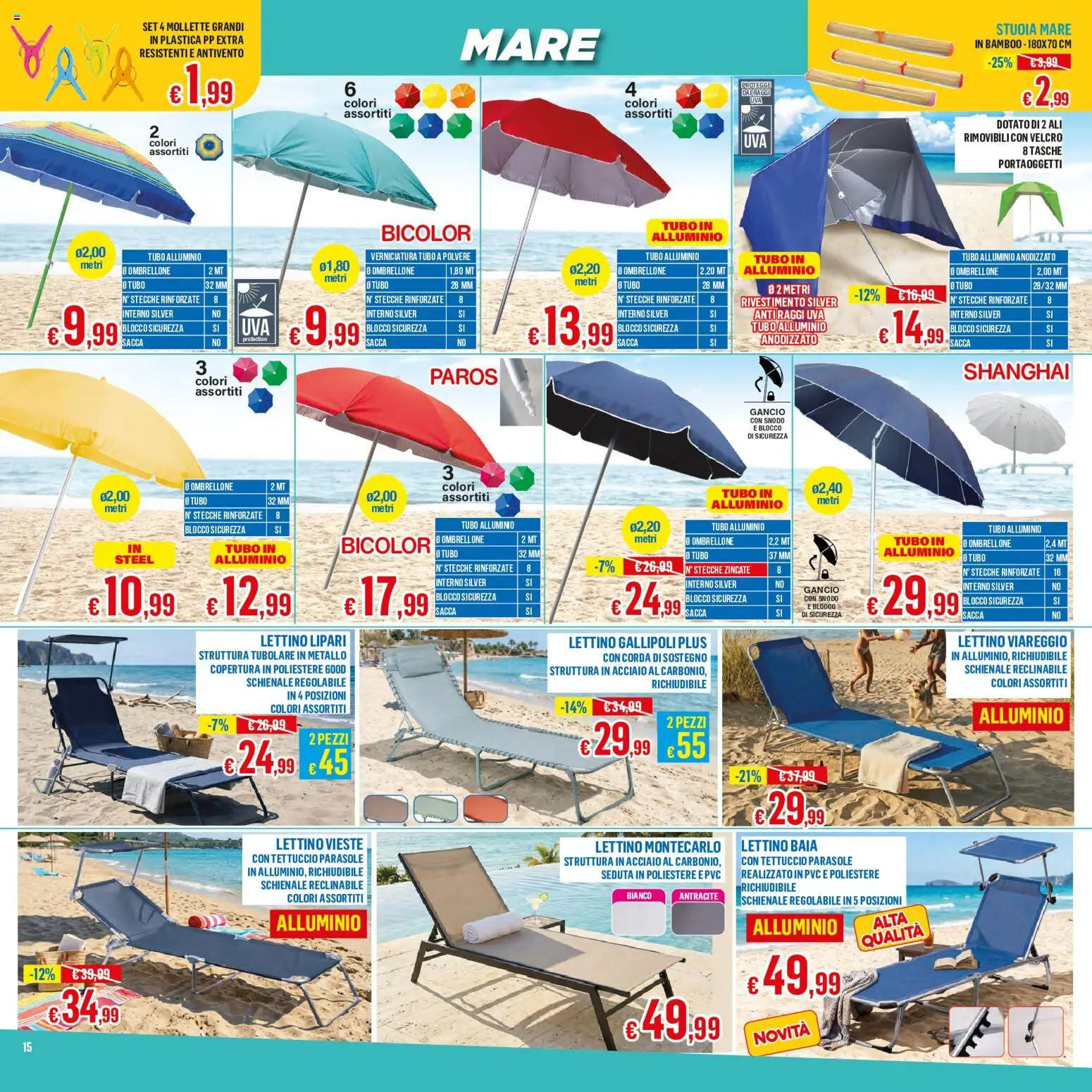 Volantino Satur del 05.06.2026 | Pagina: 15 | Prodotti: Ombrellone, Tubo, Uva, Alluminio