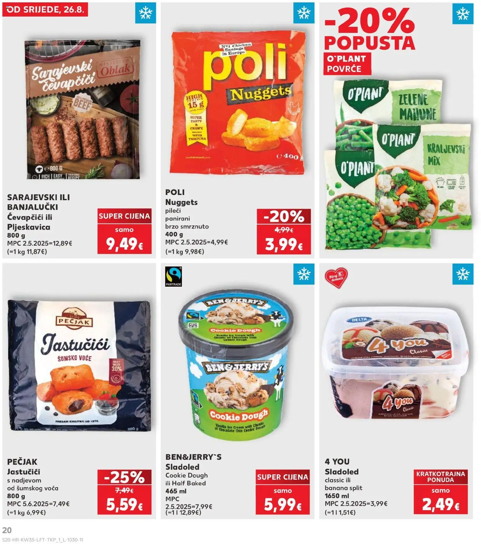 Kaufland HR akciós ujság - amely érvényes a következő dátumtól: 2026.08.26. | Oldal: 20 | Termékek: Nuggets