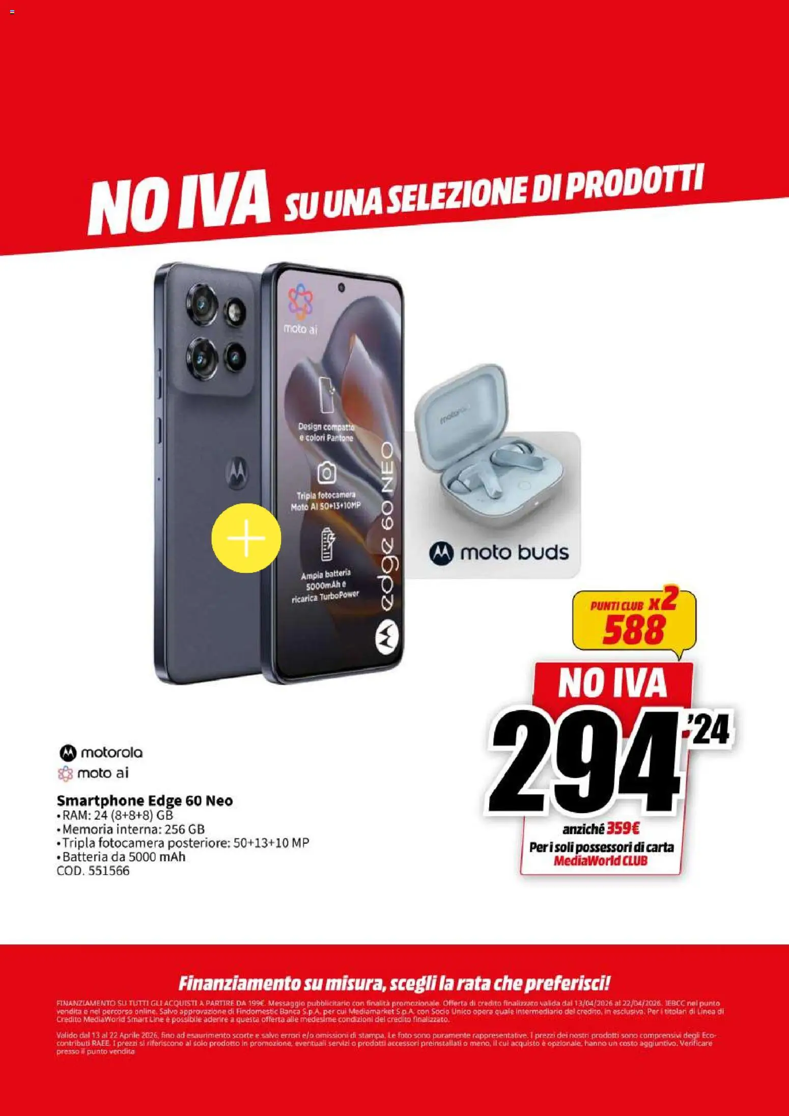 Volantino Media World del 13.04.2026 | Pagina: 68 | Prodotti: Smartphone, Fotocamera, Batteria