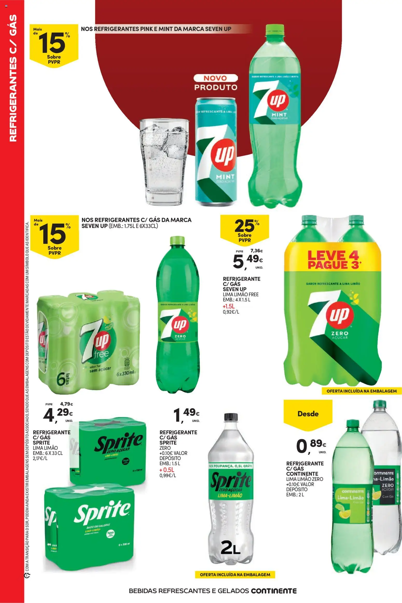 Continente Bebidas Refrescantes e Gelados │ válido de 23/06/2026 | Página: 4 | Produtos: Refrigerante, Açúcar