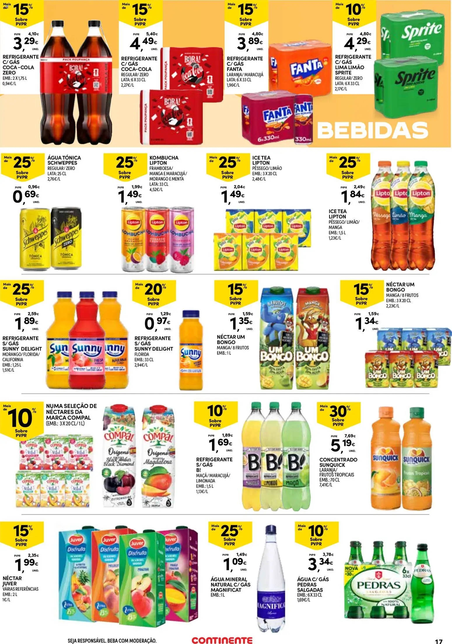 Continente Açores  │ válido de 16.04.2026 | Página: 17 | Produtos: Fanta, Kombucha, Água mineral, Soda
