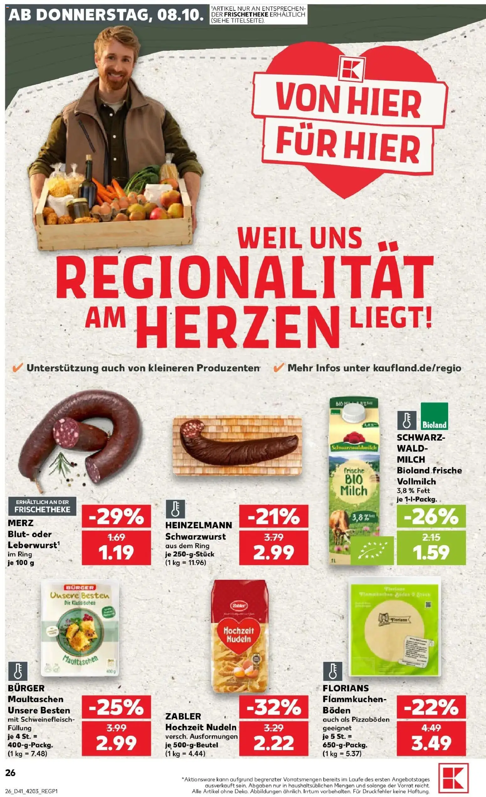 Prospekt Kaufland ab 05.10.2026 » Angebote Online zum Blättern | Seite: 36 | Produkte: Milch, Schweinefleisch, Nudeln, Maultaschen