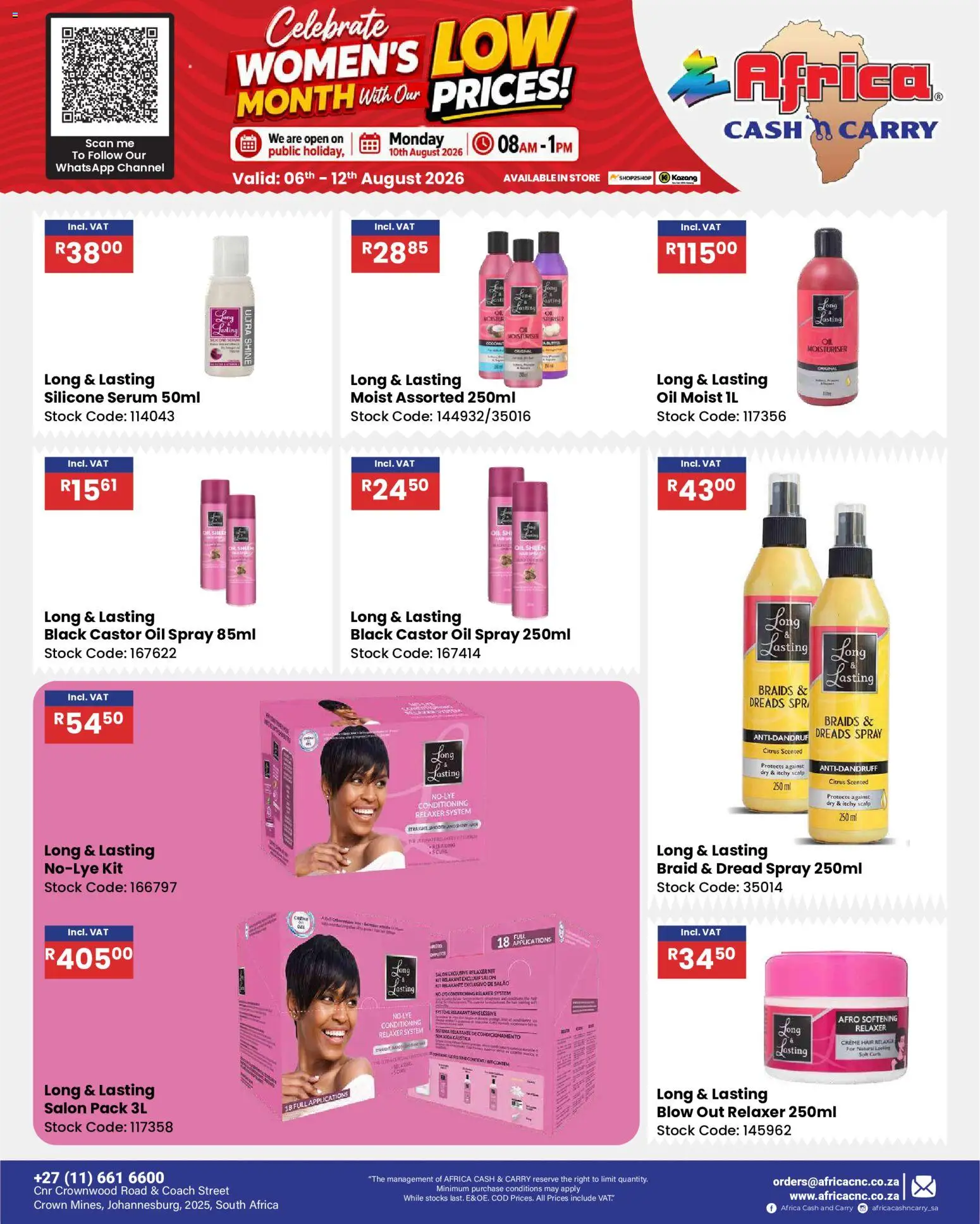 New Africa Cash & Carry catalogue – valid from 06/08/2026 | Page: 62 | Products: Braids, Stock, Silicone, Relaxer