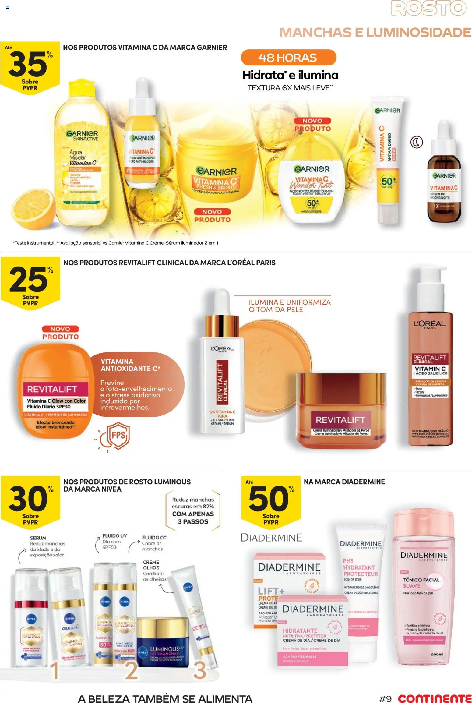 Continente Beleza Brilho com sabor a verão │ válido de 07/07/2026 | Página: 9 | Produtos: Alisador, Rum, Vitamina c, Creme
