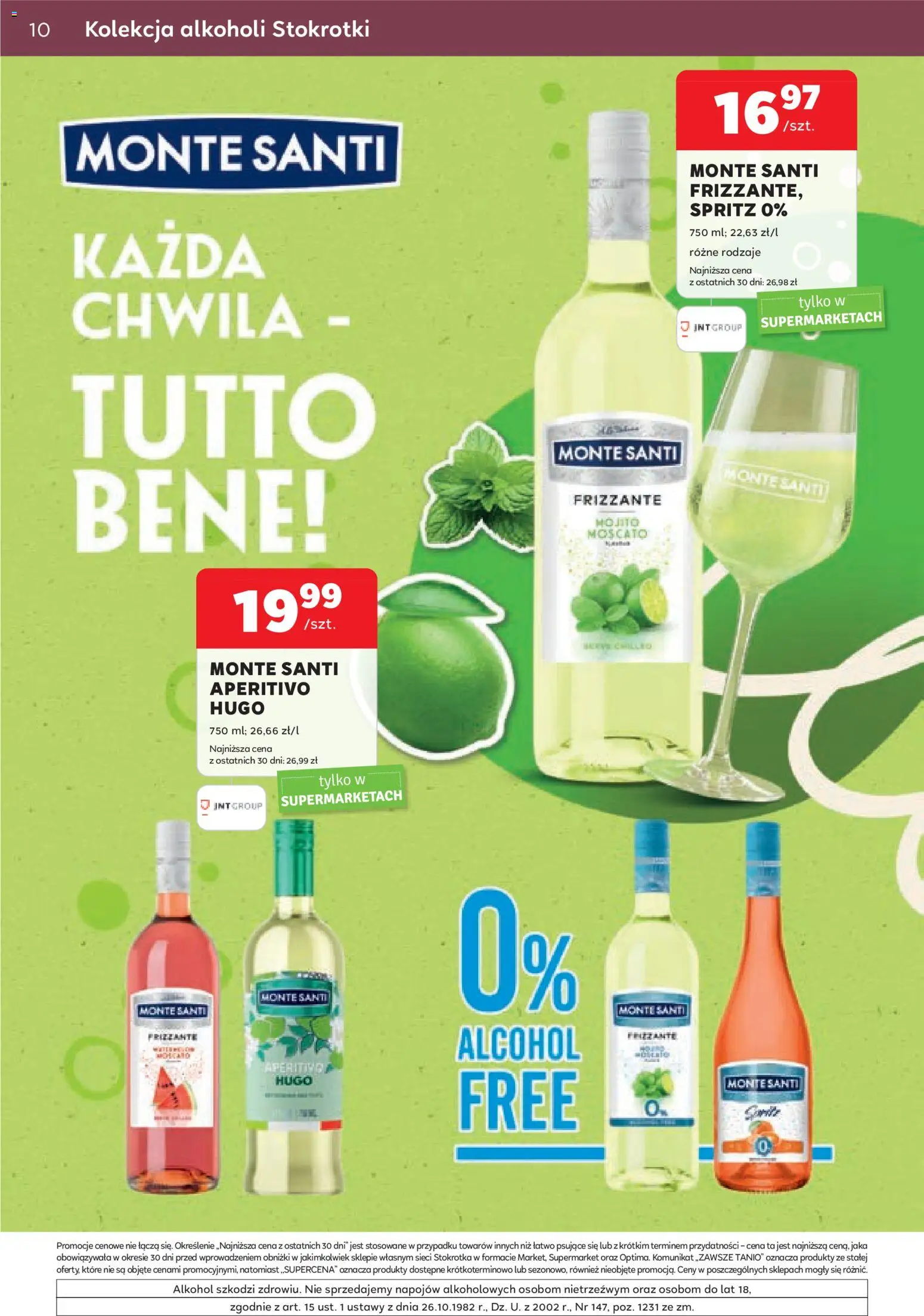 Stokrotka gazetka - Oferta alkoholowa od 03.09.2026 | Strona: 10 | Produkty: Mojito, Stokrotka, Monte Santi, Alkohol