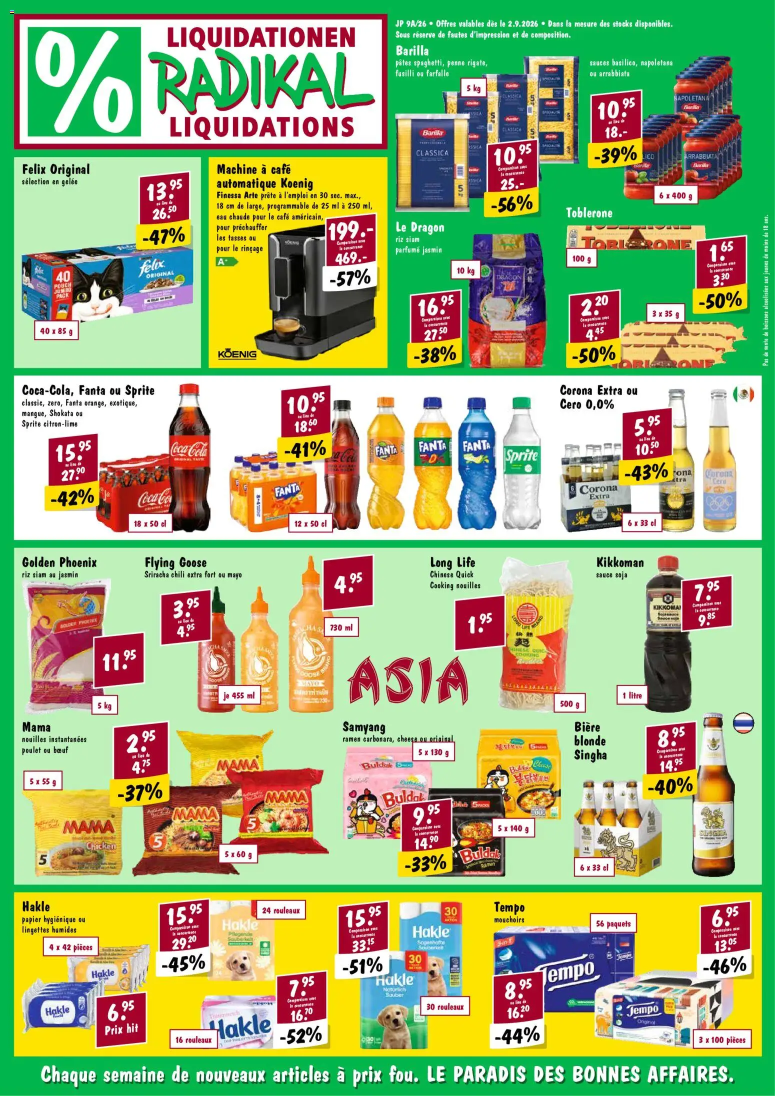 Radikal aktionen FR – gültig ab 02.09.2026 | Seite: 1 | Produkte: Fanta, Sprite, Corona Extra, Chili