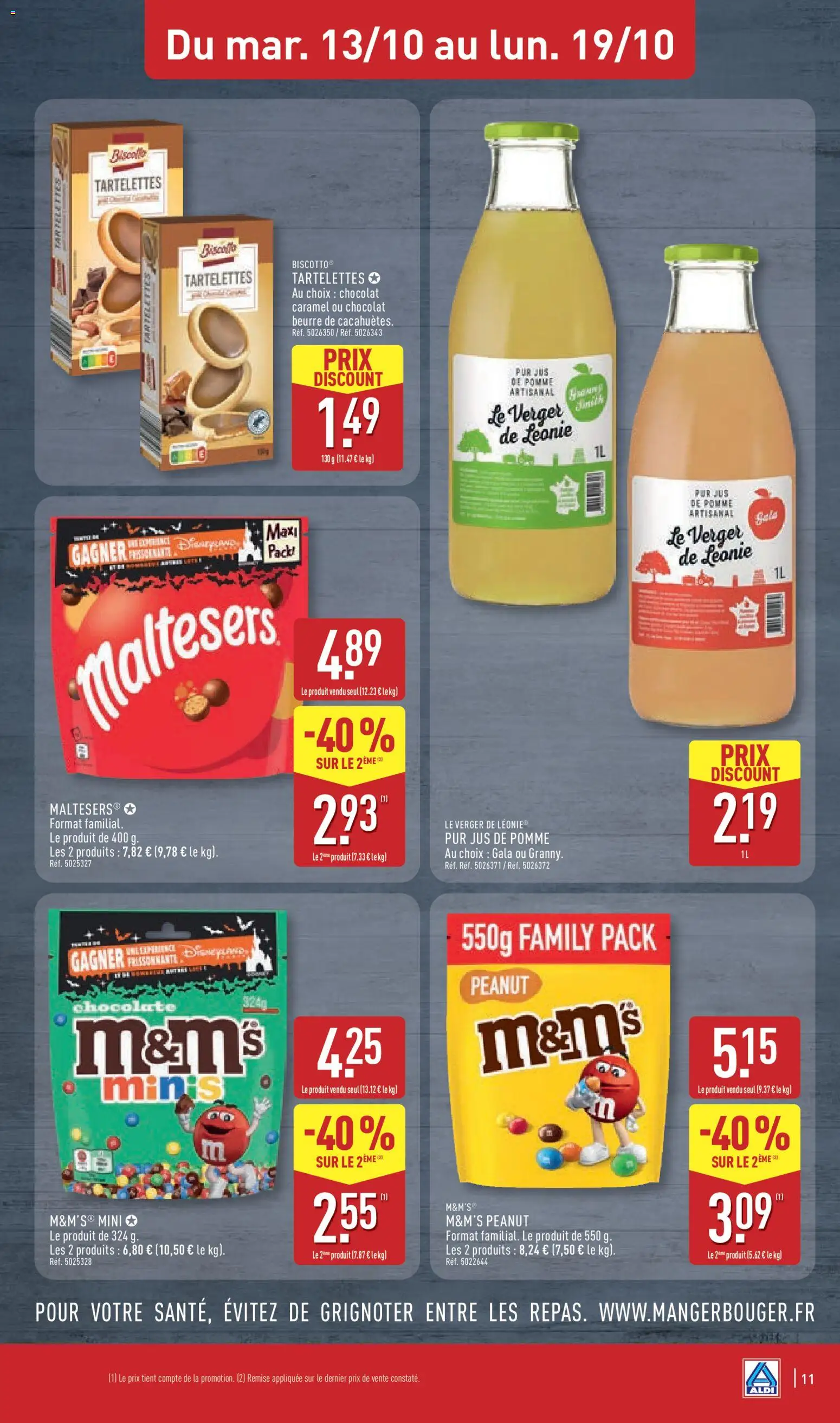 {H1} | Page: 13 | Produits: Pomme, Beurre, M&M's, Chocolat