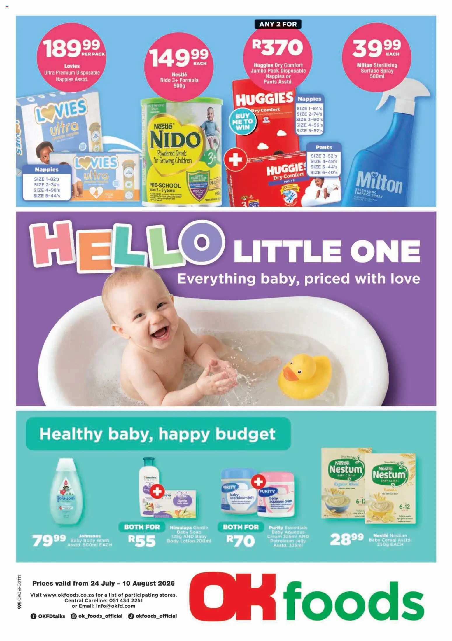 New OK Foods catalogue – valid from 24/07/2026 | Page: 5 | Products: Cream, Body wash, Petroleum jelly, Lotion