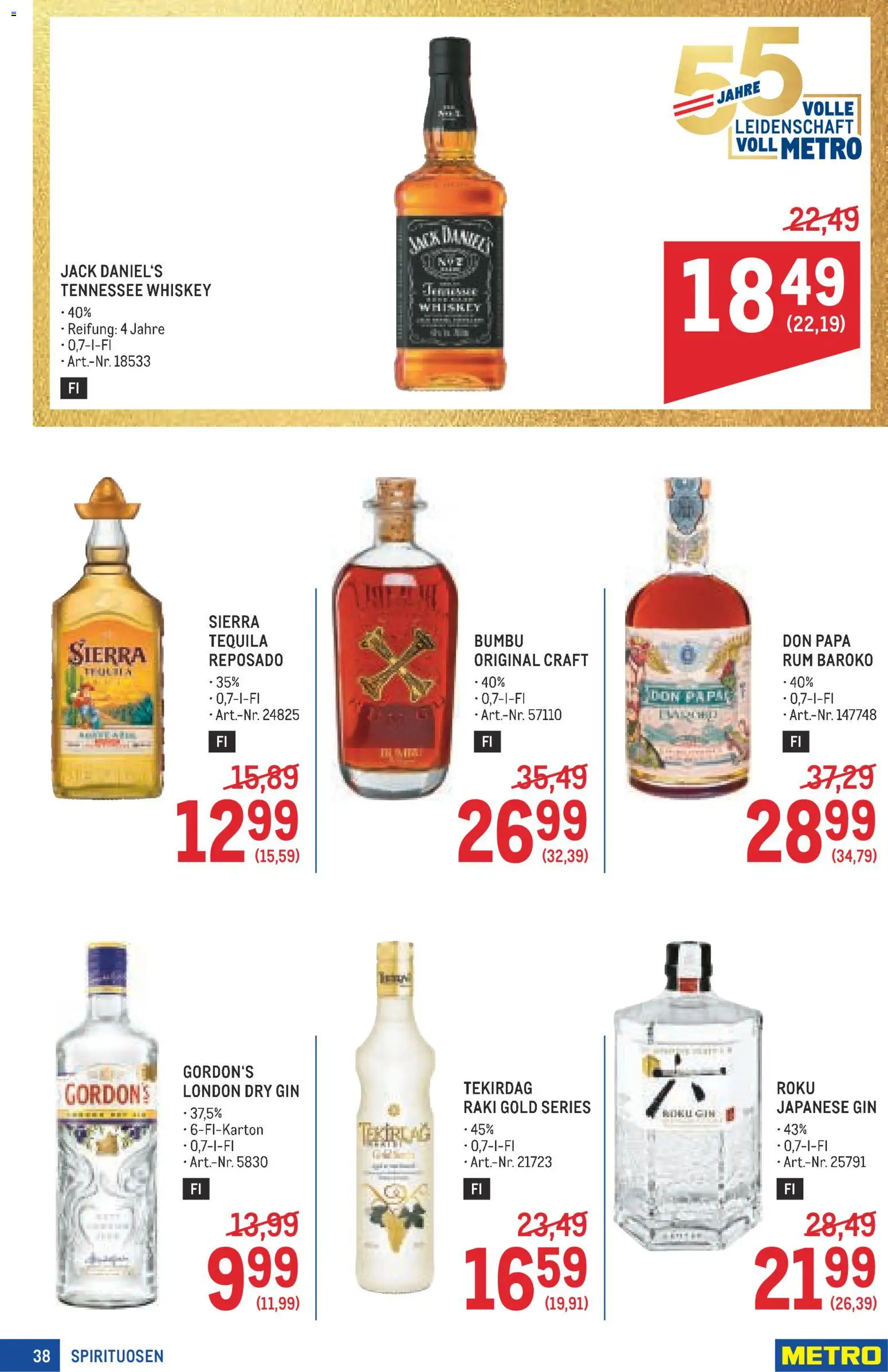 Metro angebote Profi gültig ab 09.07.2026 | Seite: 38 | Produkte: Gin, Whiskey