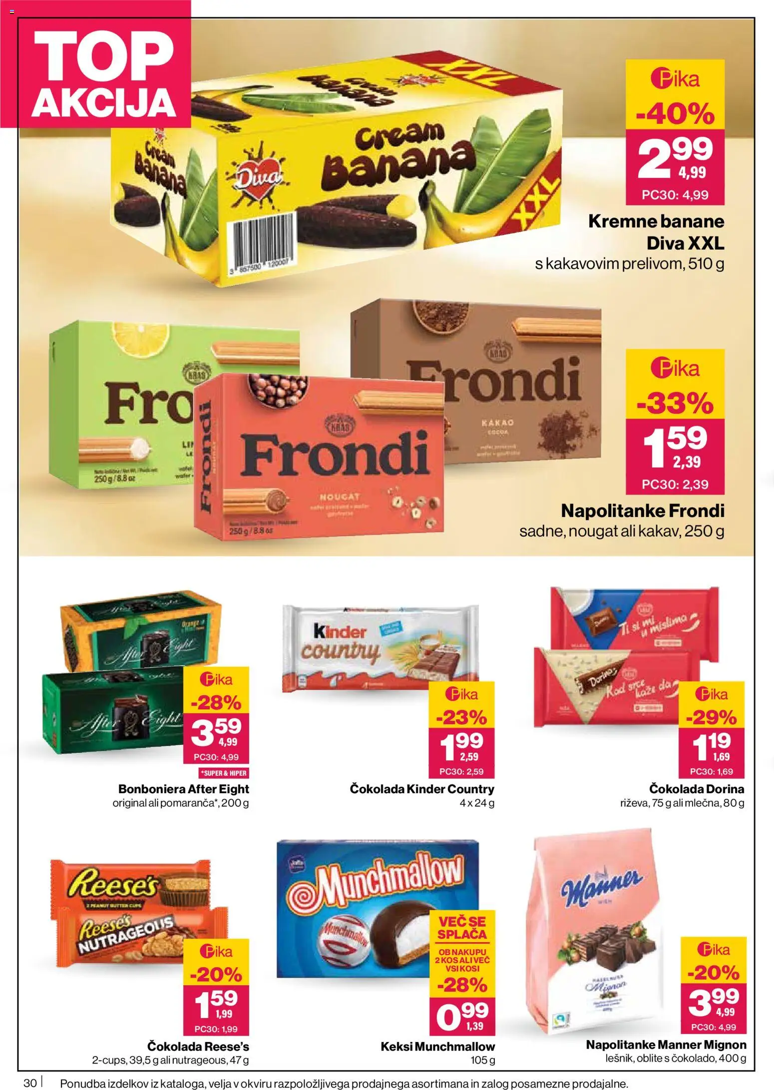 Novi Mercator katalog ponudbe – veljaven od 11.06.2026 | Stran: 30 | Izdelki: Napolitanke, Kos, Cokolada, Banane